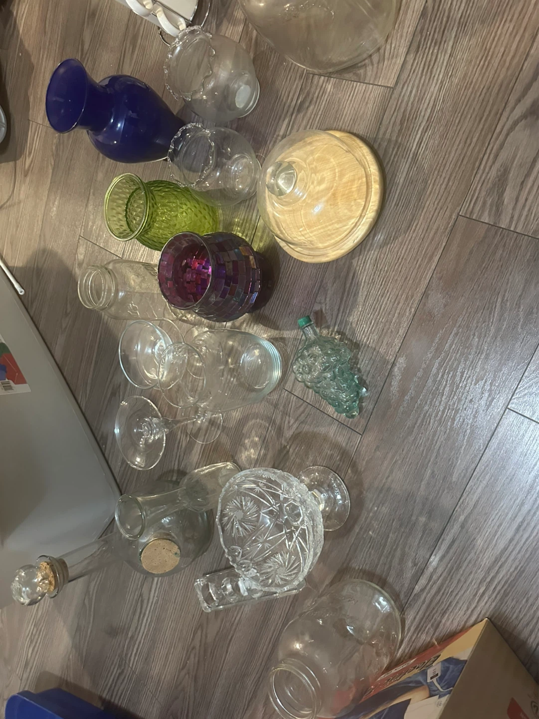 Assorted decorative glass vases and jars