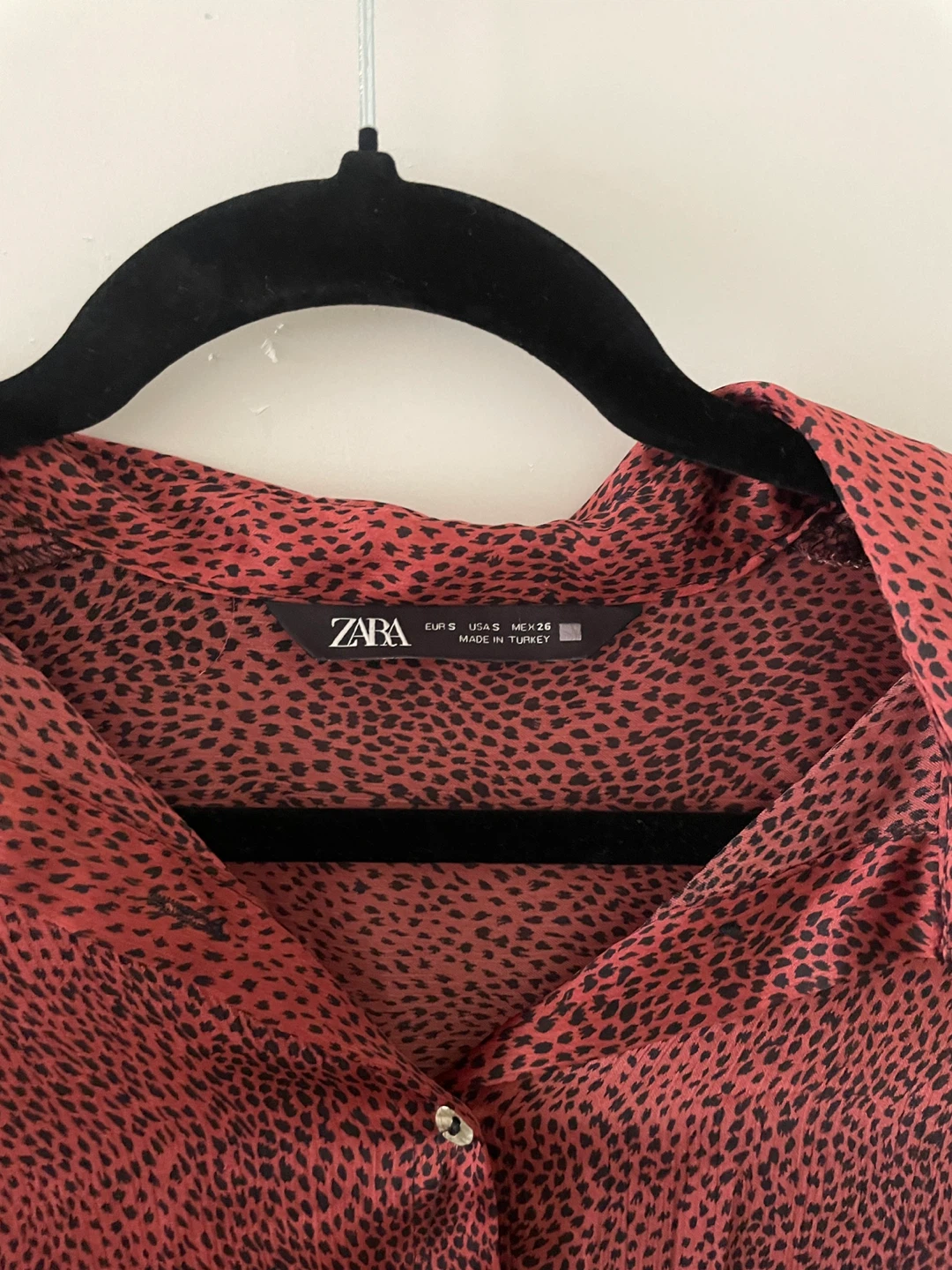 ZARA Women's Black & Dark Pink Printed Button-Up Shirt Dress - photo 4