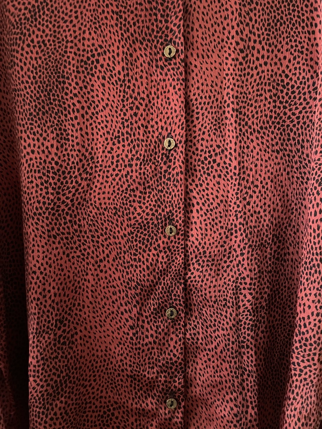 ZARA Women's Black & Dark Pink Printed Button-Up Shirt Dress - photo 2