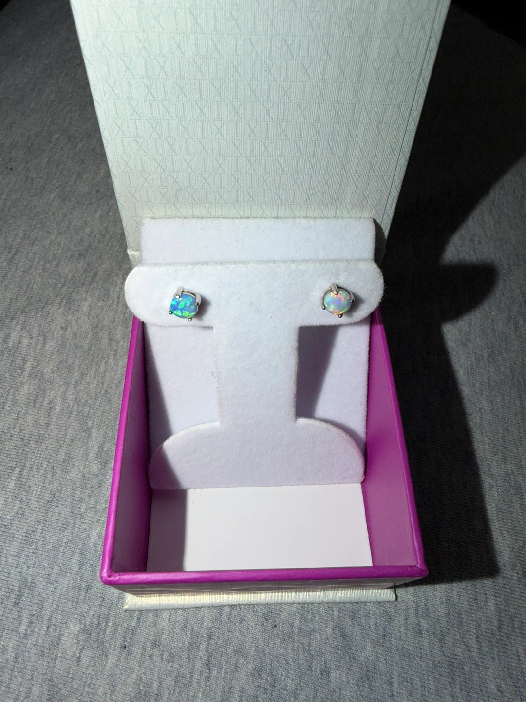 Silver -Opal Stud Earrings in Jewelry Box - photo 5