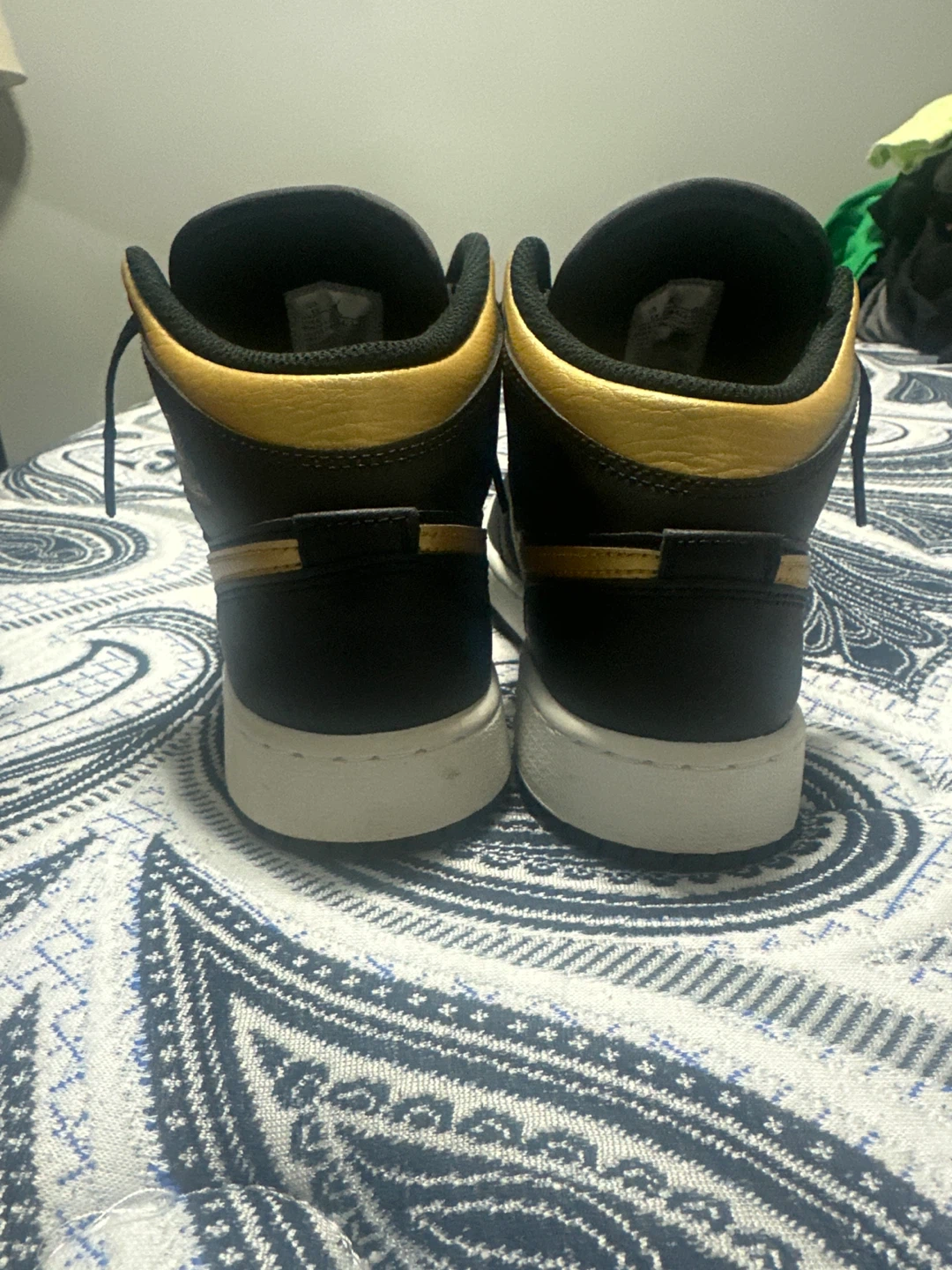 Nike Air Jordan 1 Mid Black Gold Youth Sneakers - photo 2