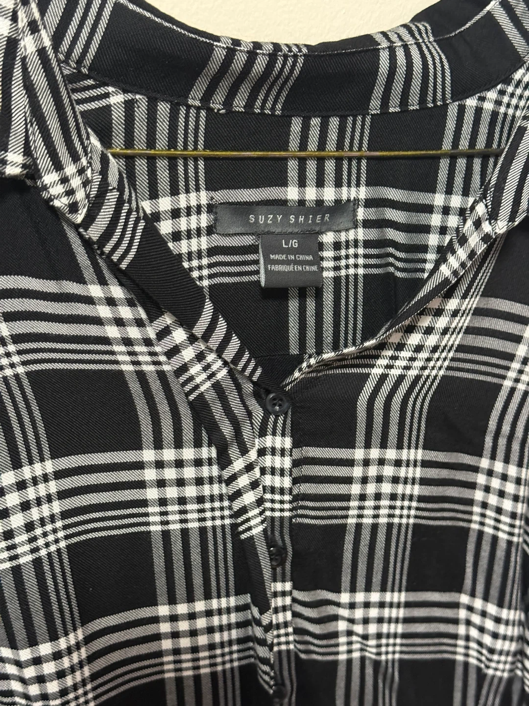 Suzy Shier Plaid Button-Up Dress - Size L/G