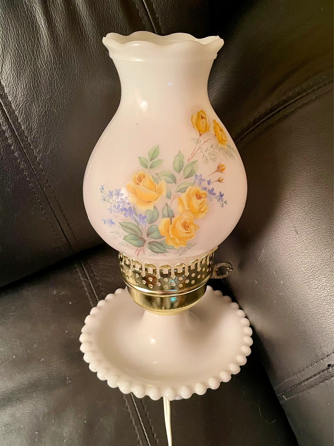 Vintage Milk Glass Hurricane Lamp