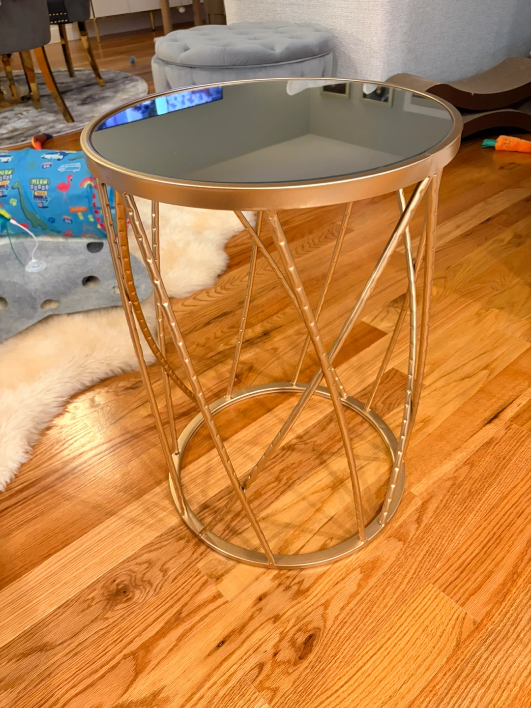 Gold Metal Side Table with Mirrored Top - photo 5