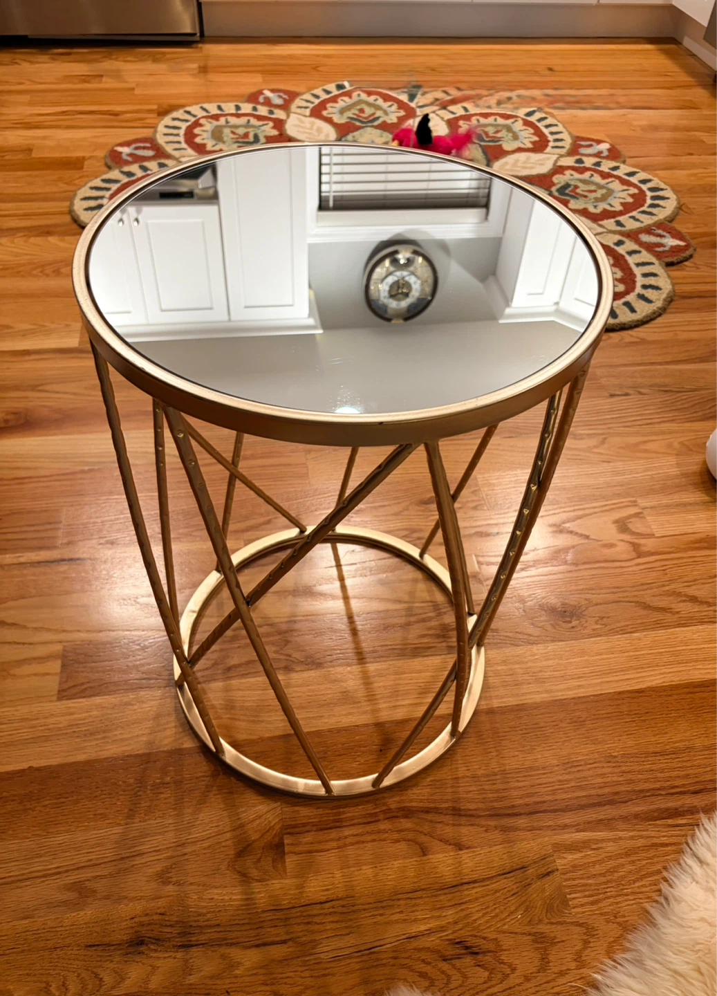 Gold Metal Side Table with Mirrored Top