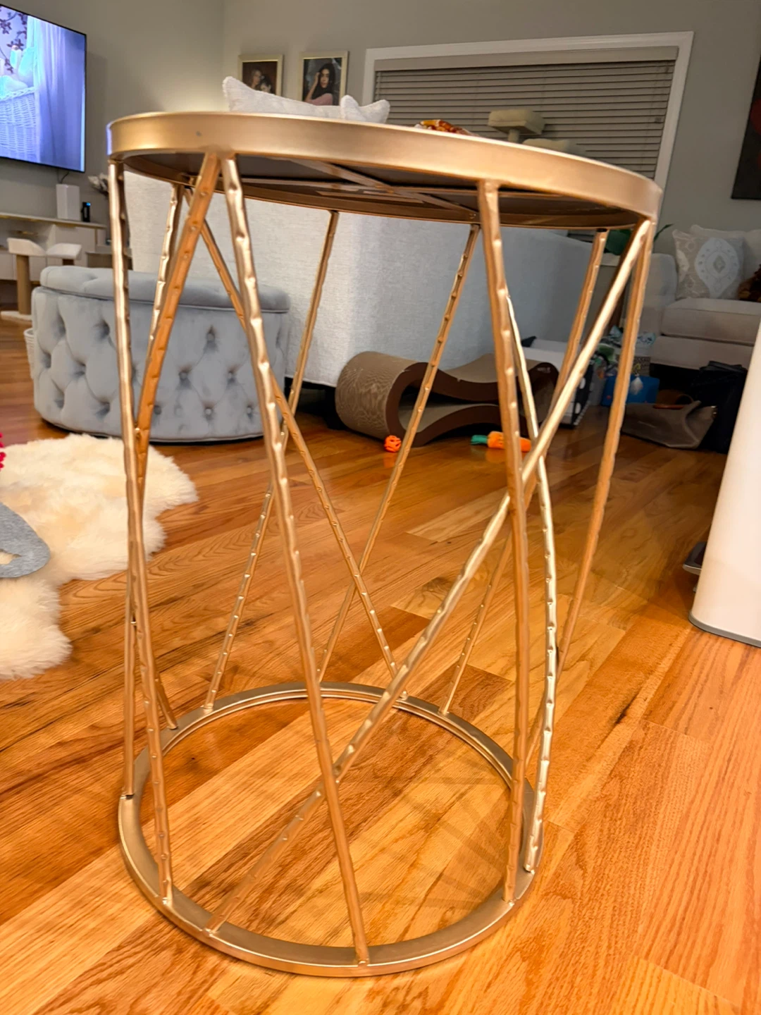Gold Metal Side Table with Mirrored Top - photo 4