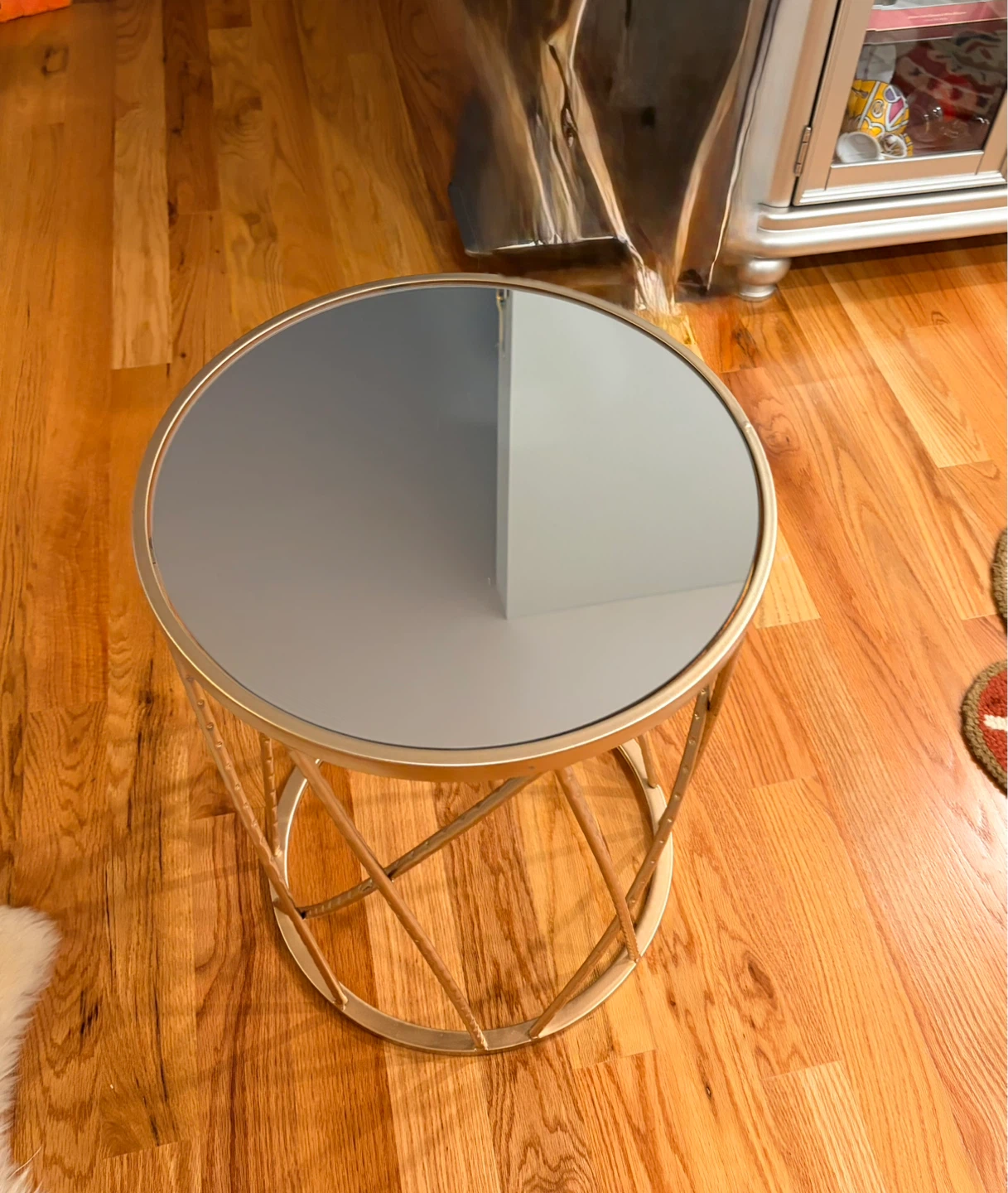 Gold Metal Side Table with Mirrored Top - photo 3