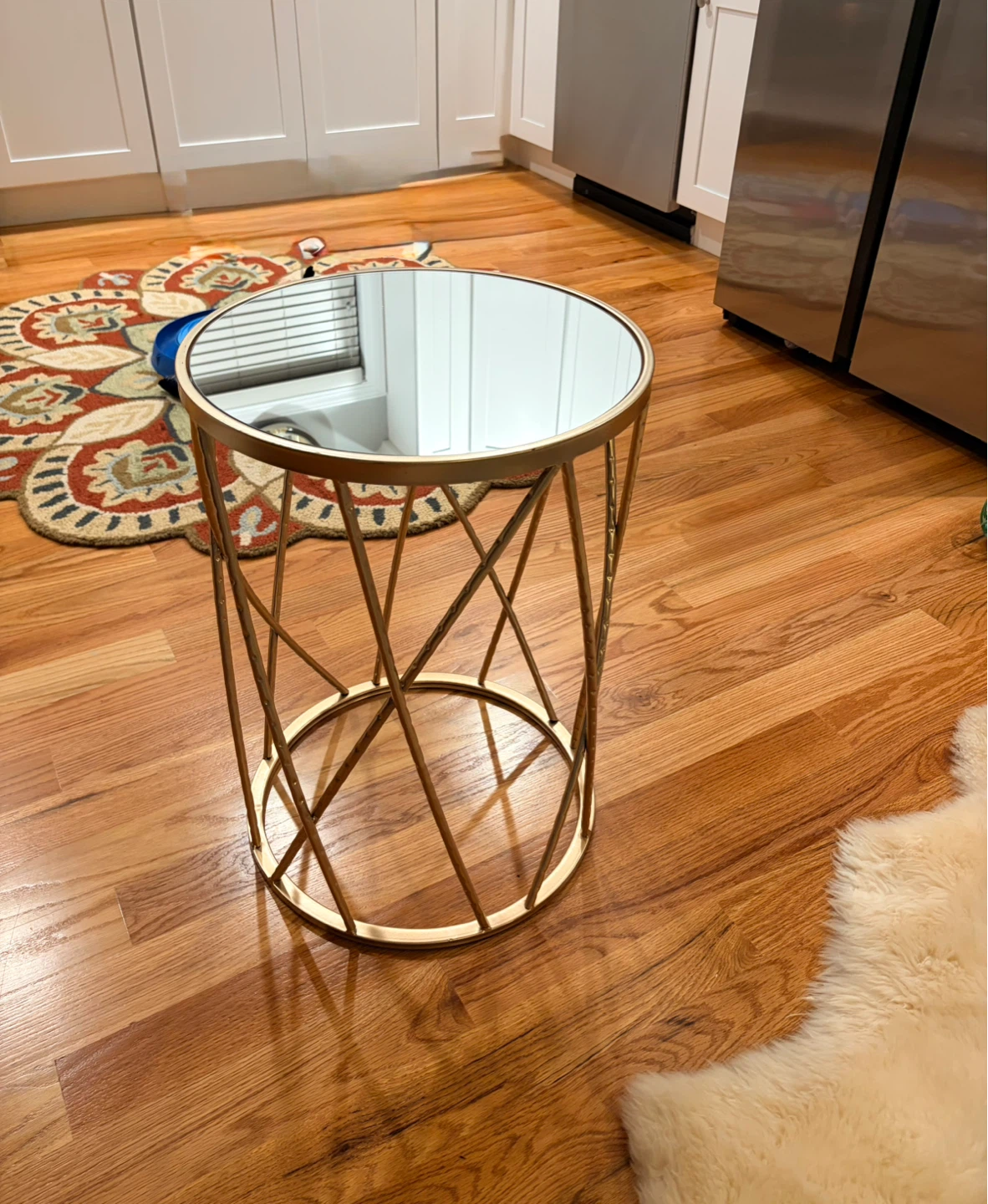 Gold Metal Side Table with Mirrored Top - photo 2