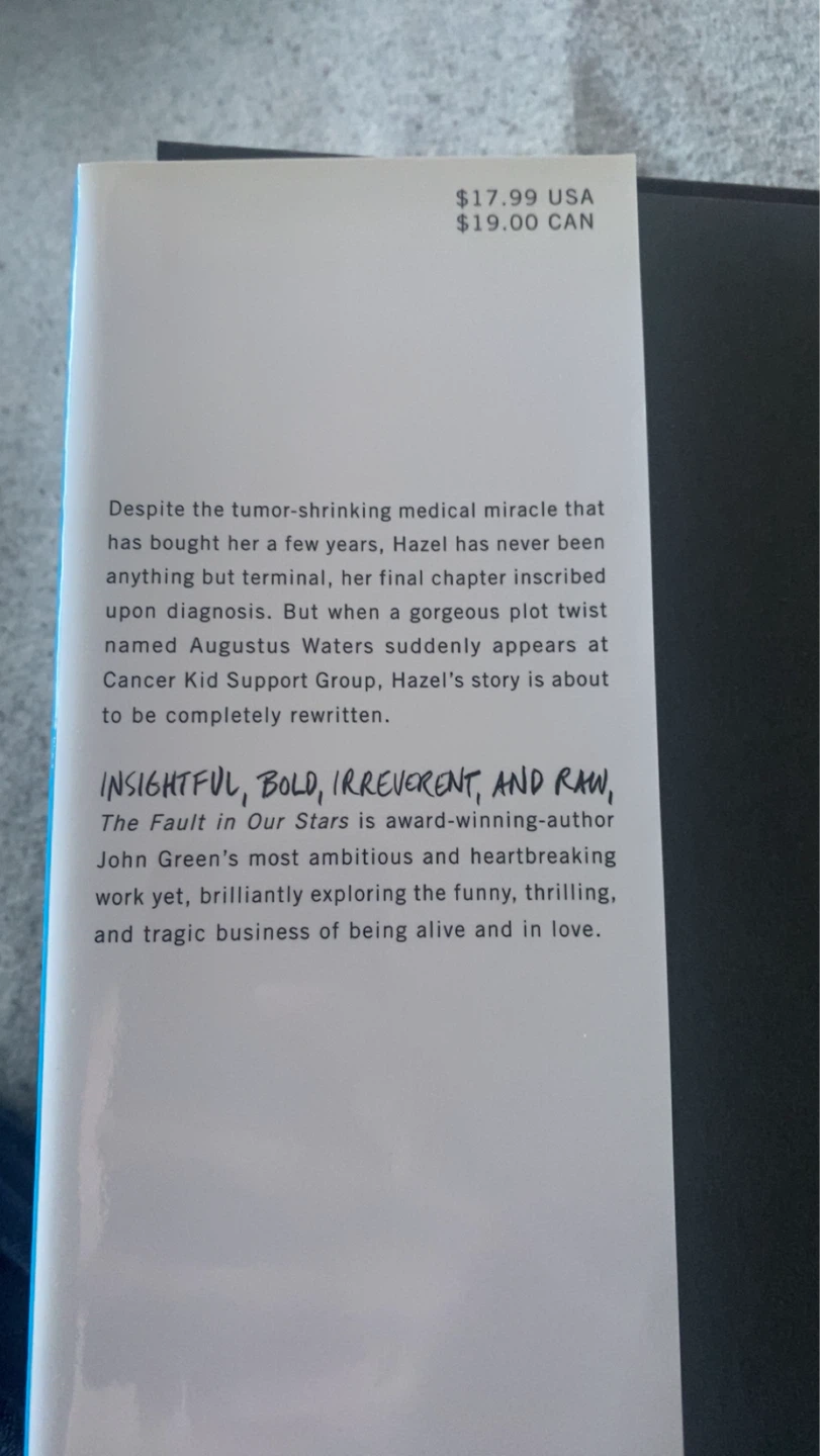 The Fault in Our Stars by John Green Paperback Book - photo 2