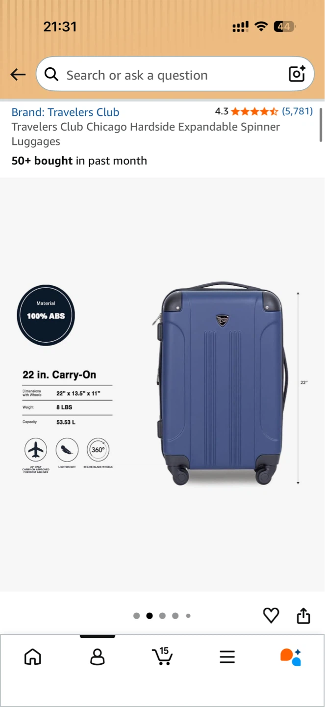 Traveler's Choice Expandable 22in Carry-On Luggage - photo 3