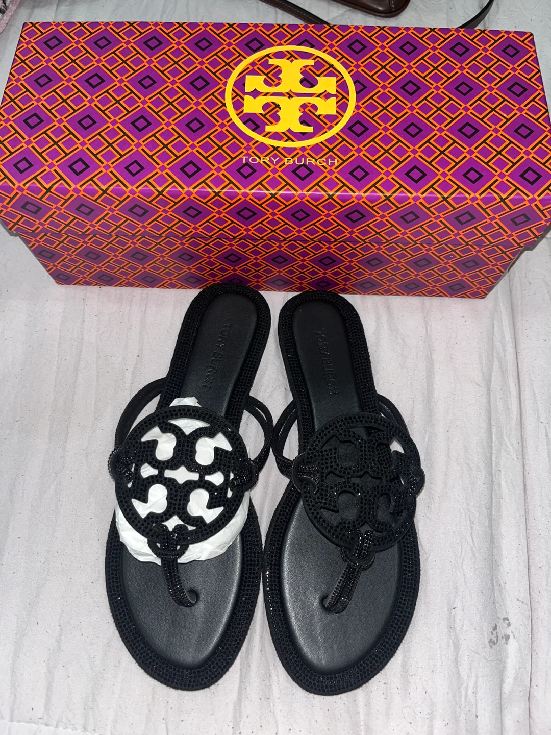 Tory Burch Black Embellished Miller Sandals with Box - photo 3