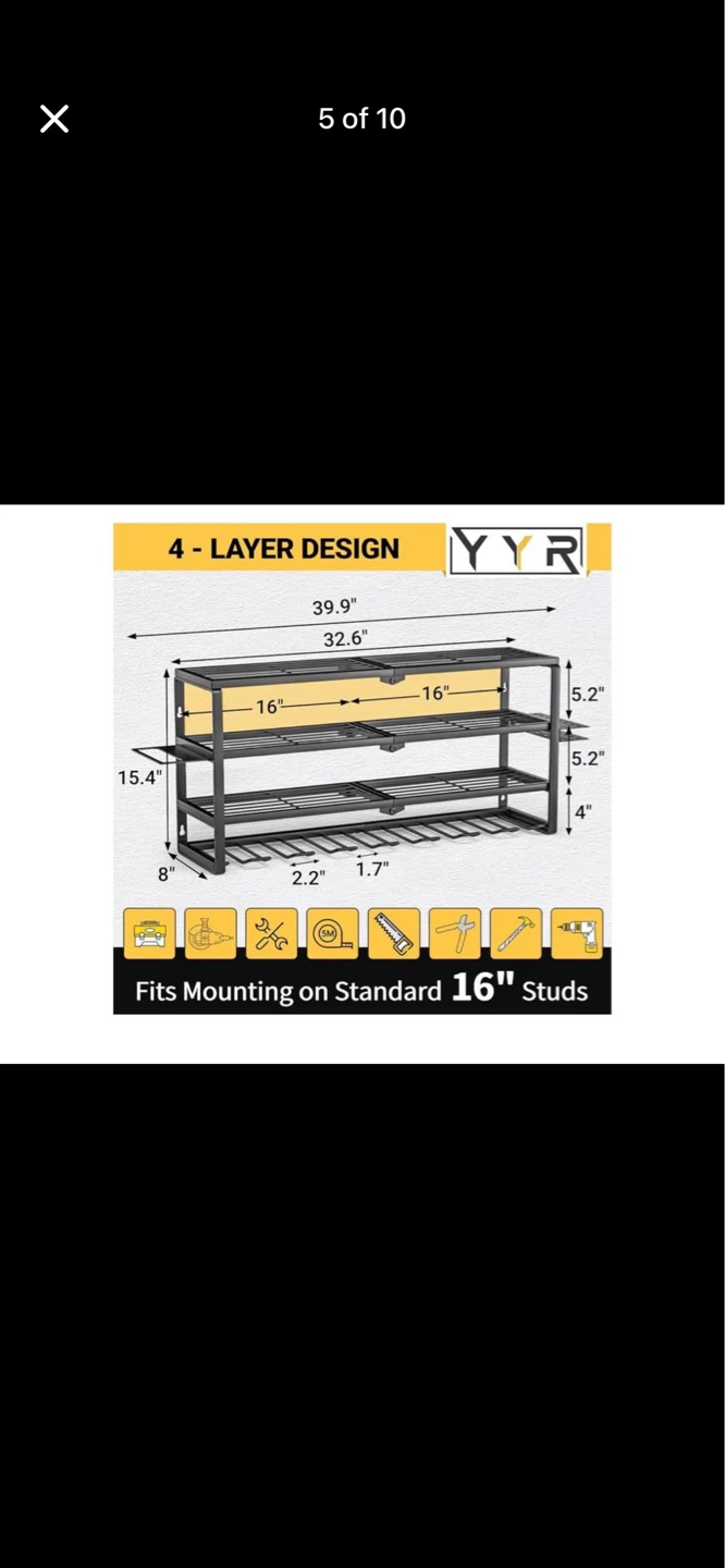 YYR 4-Layer Wall Mount Power Tool Organizer - photo 4