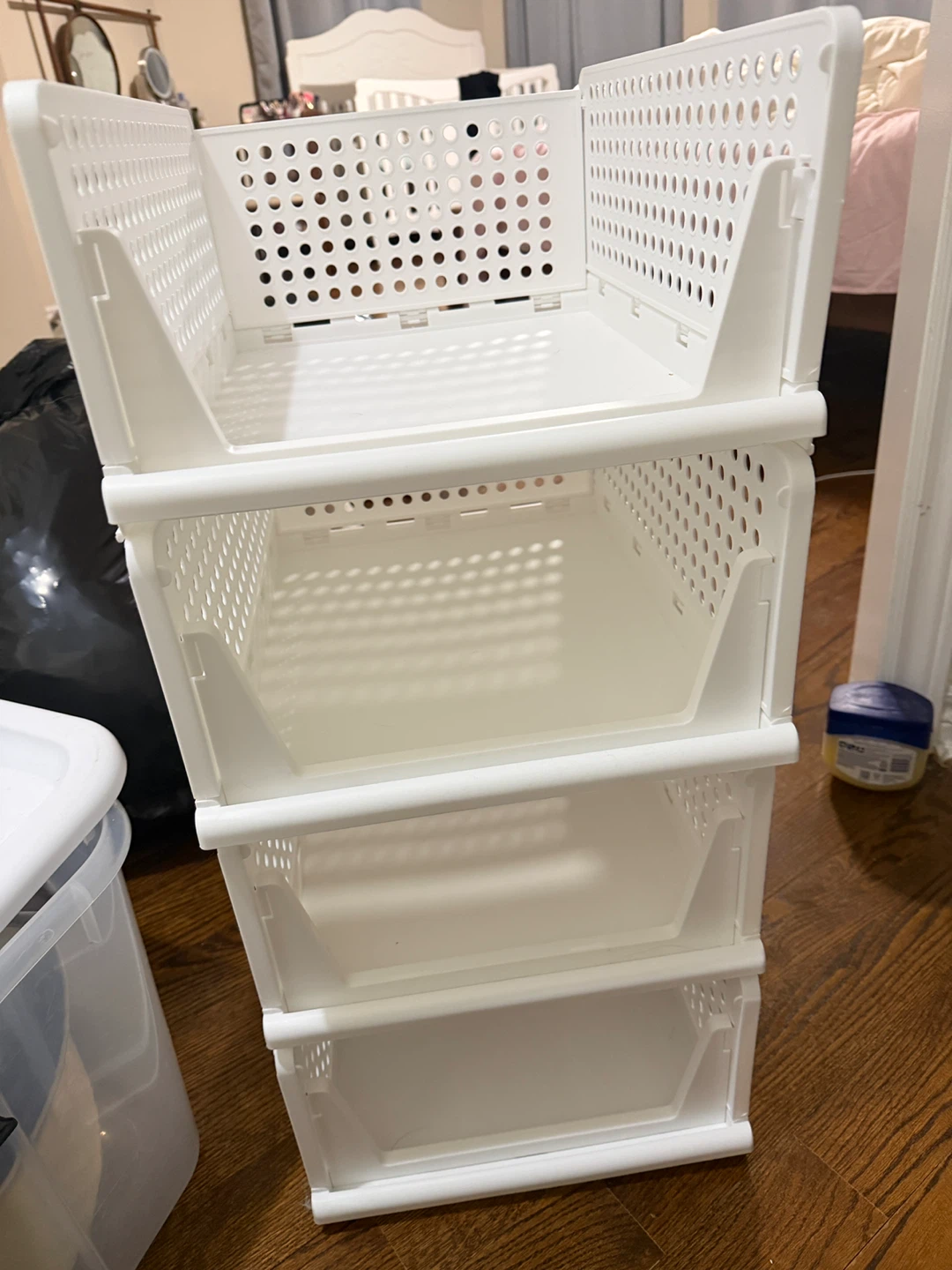 White Stackable Storage Bins