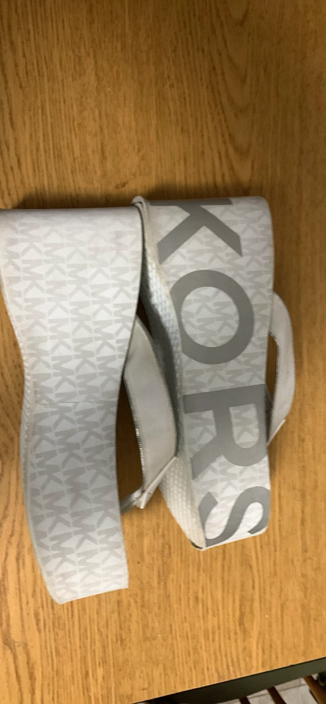 Michael Kors White MK Logo Wedge Flip Flops - photo 4