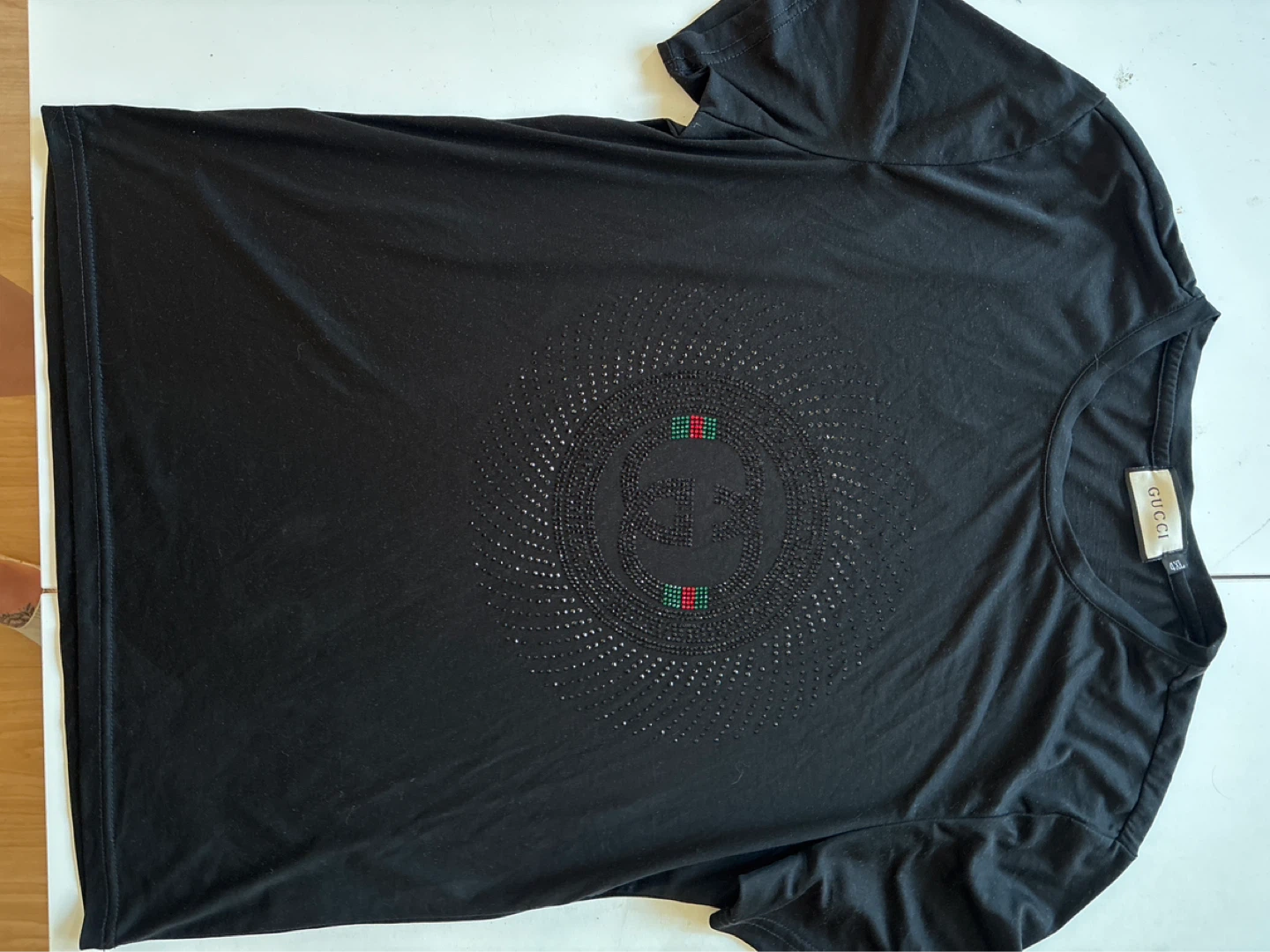 Gucci Black T-Shirt with Embellished Logo