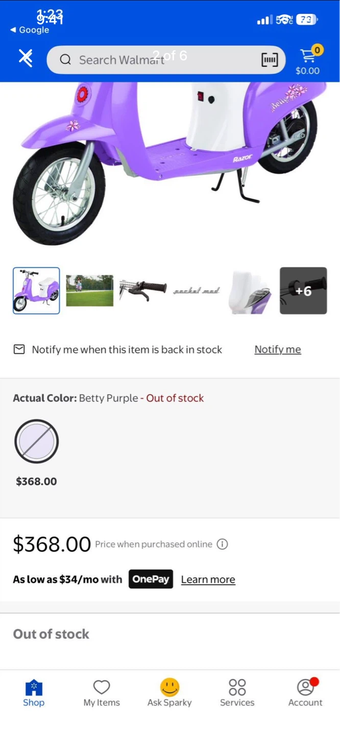 Razor Pocket Mod Electric Scooter - Betty Purple