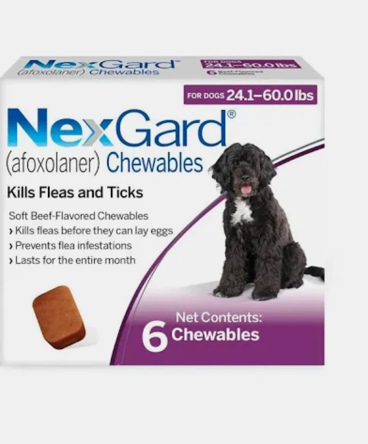 NexGard Flea and Tick Chewables  (24.1-60.0 lbs) - 6 Count