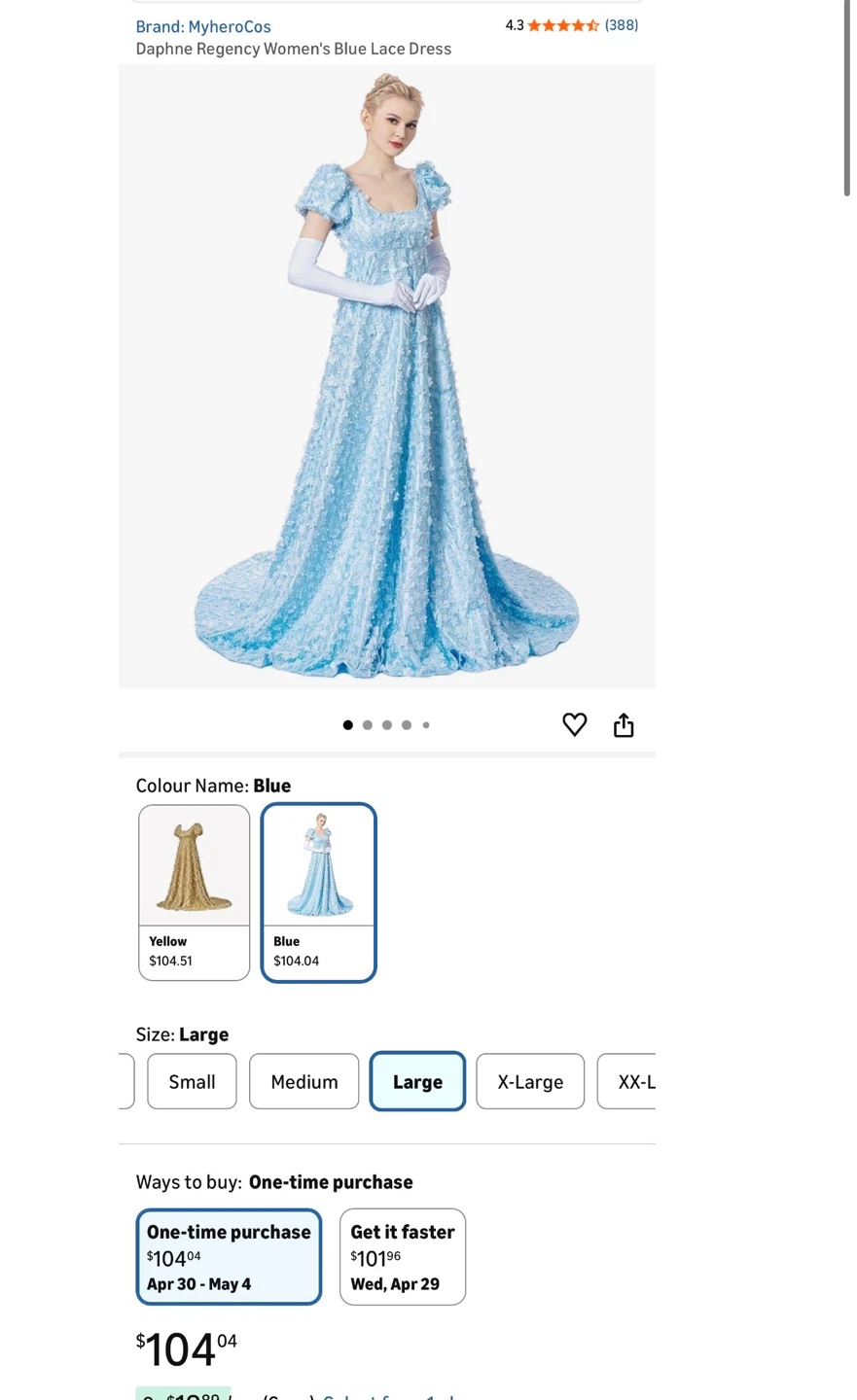 MyheroCos Daphne Regency Women's Blue Lace Dress - photo 2