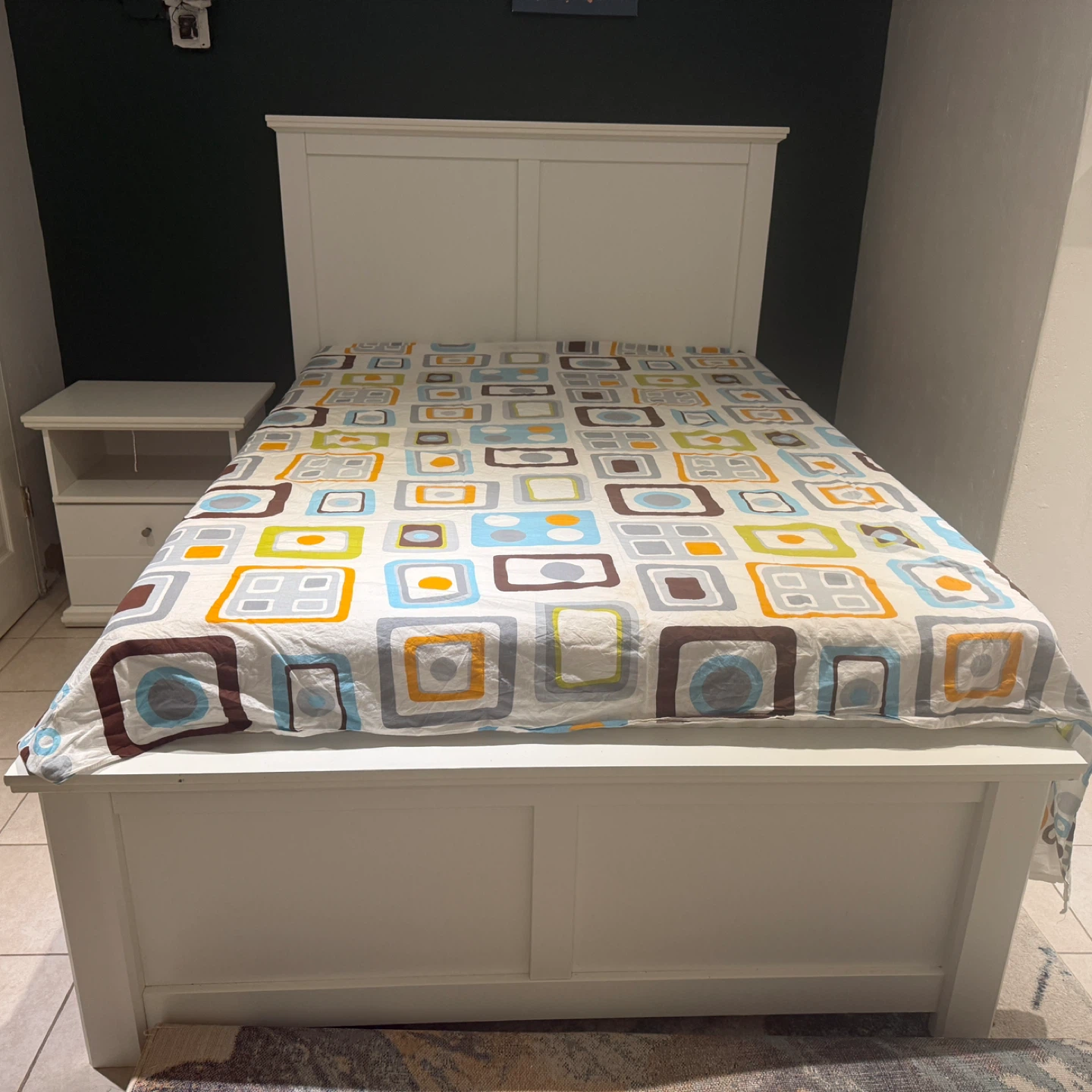 White Headboard and nightstand