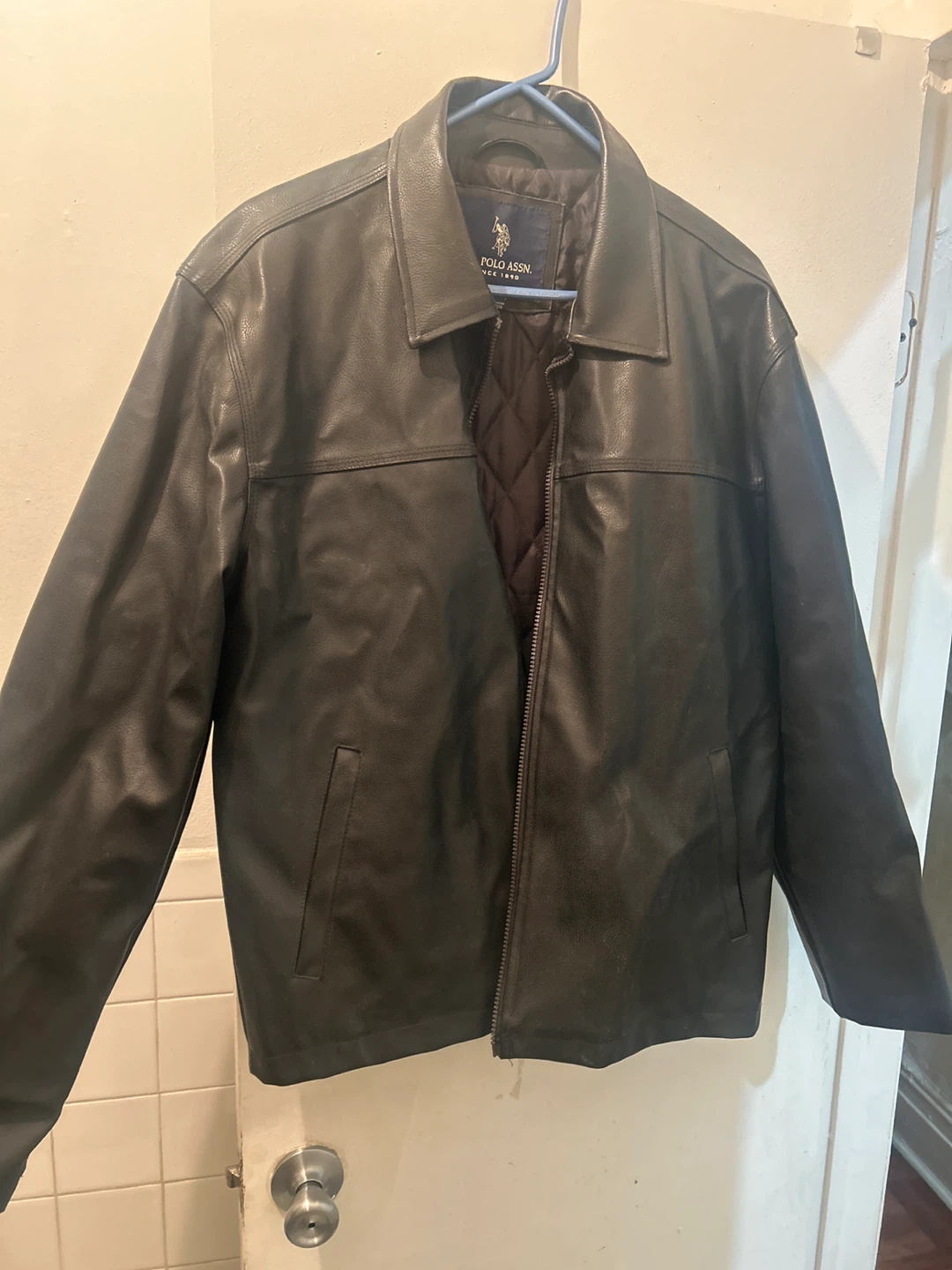 U.S. Polo Assn. Men's Black Faux Leather Jacket Size L