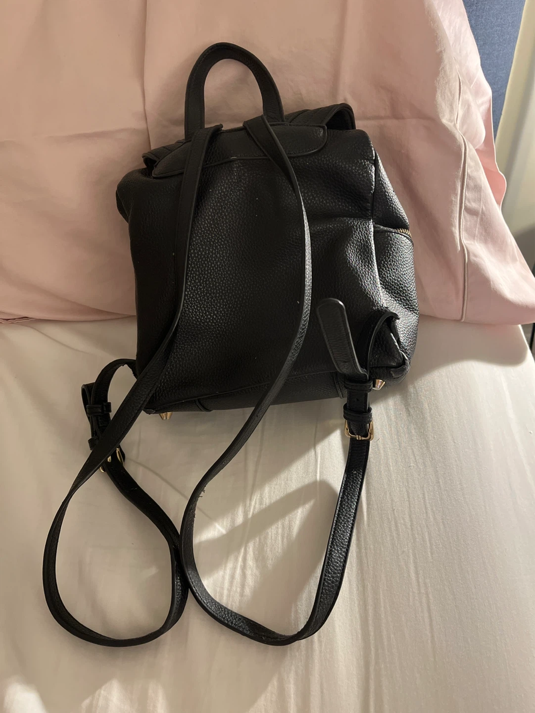 Black Faux Leather Mini Backpack - photo 2