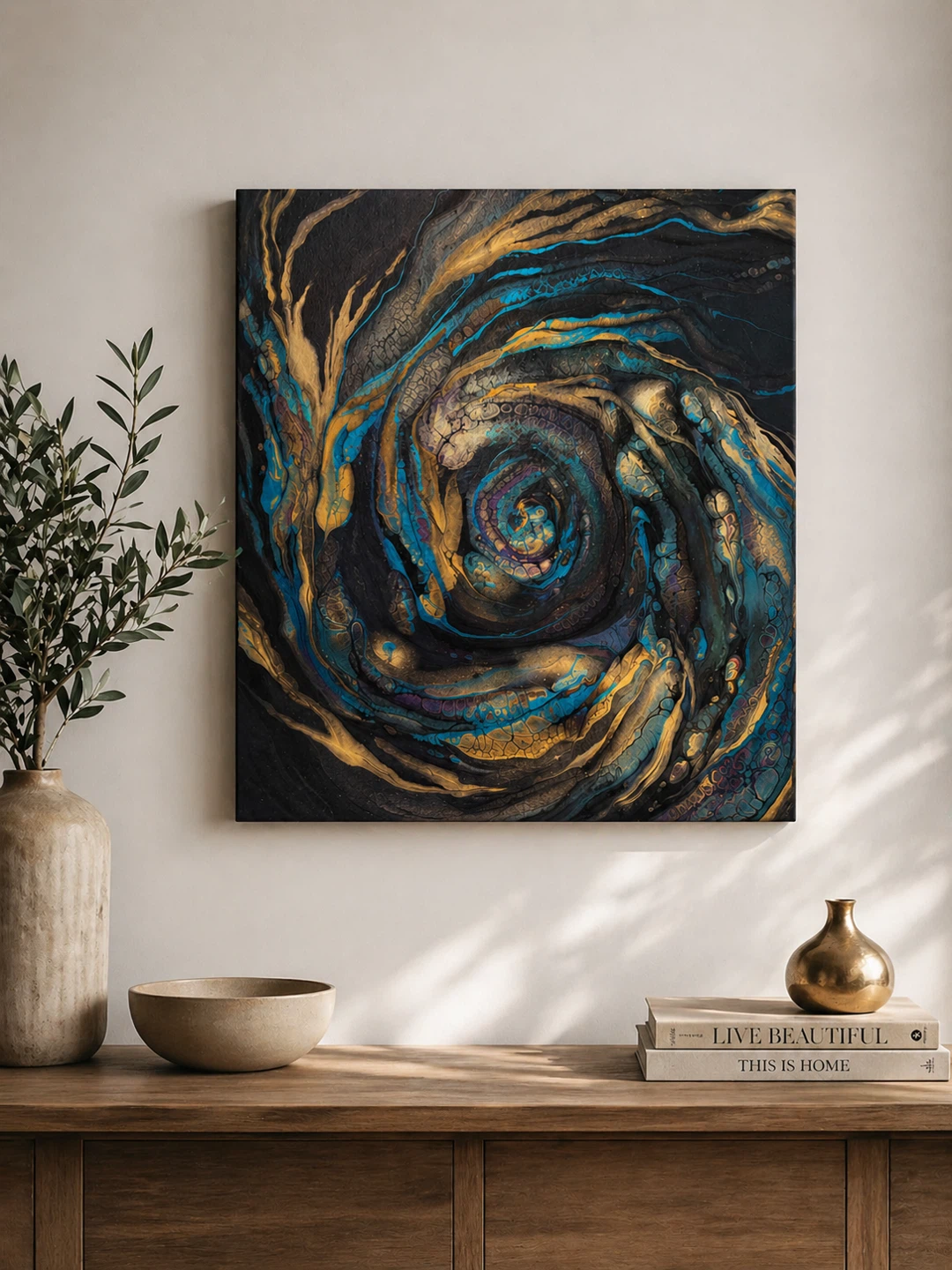 Golden Vortex – Original Abstract Acrylic Painting