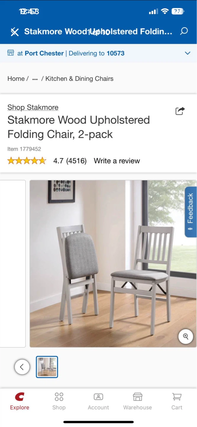 Stakmore Wood Upholstered Folding Chair