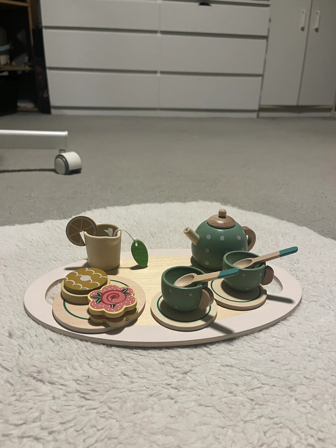 Kids wooden tea set