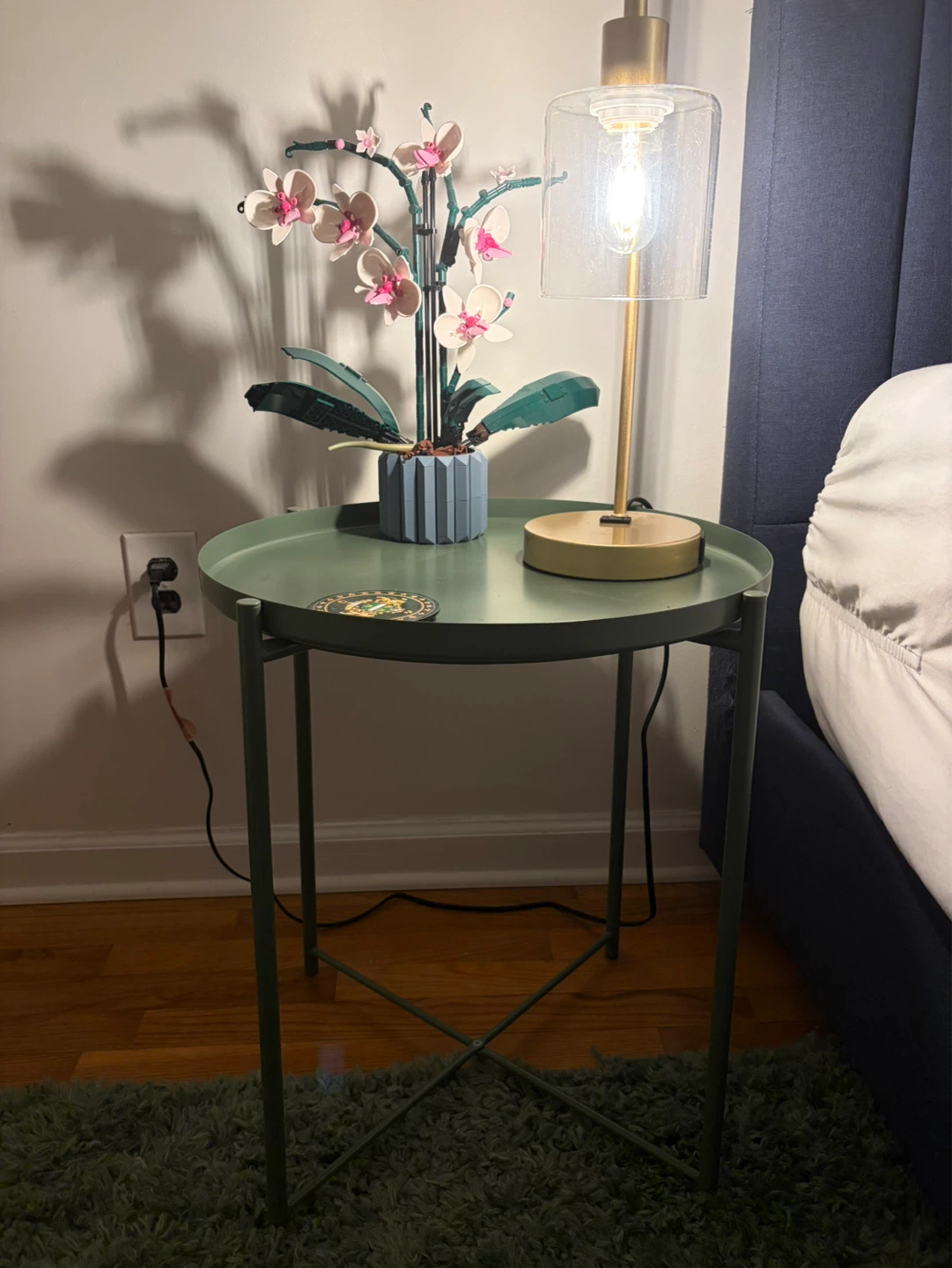 Two green small tables
