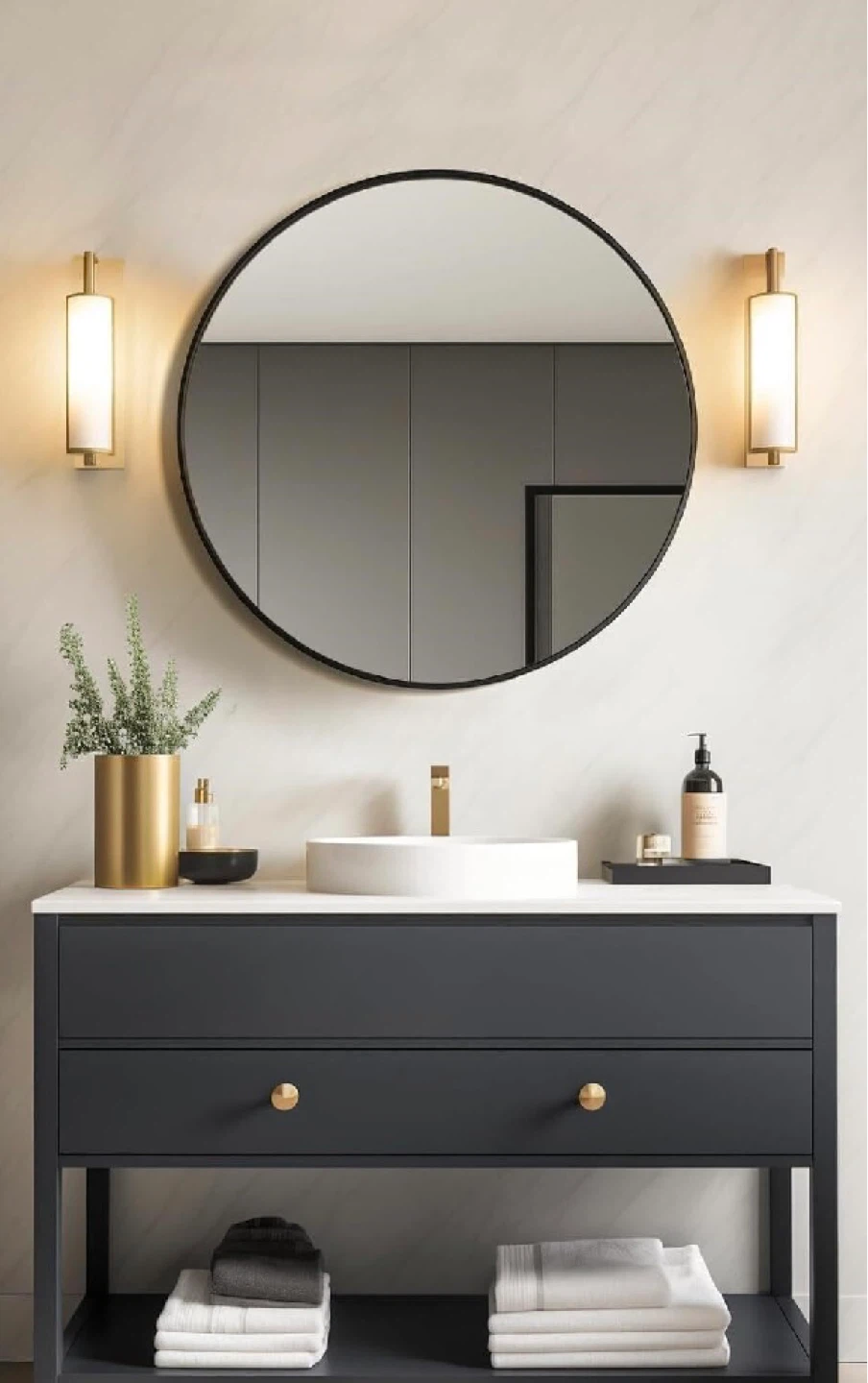 24 inch Round Black Metal Frame Wall Mirror - photo 2