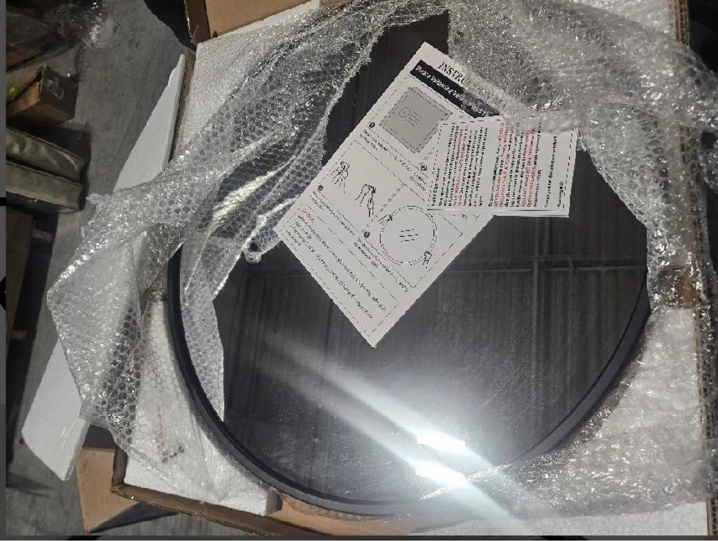 24 inch Round Black Metal Frame Wall Mirror - photo 3