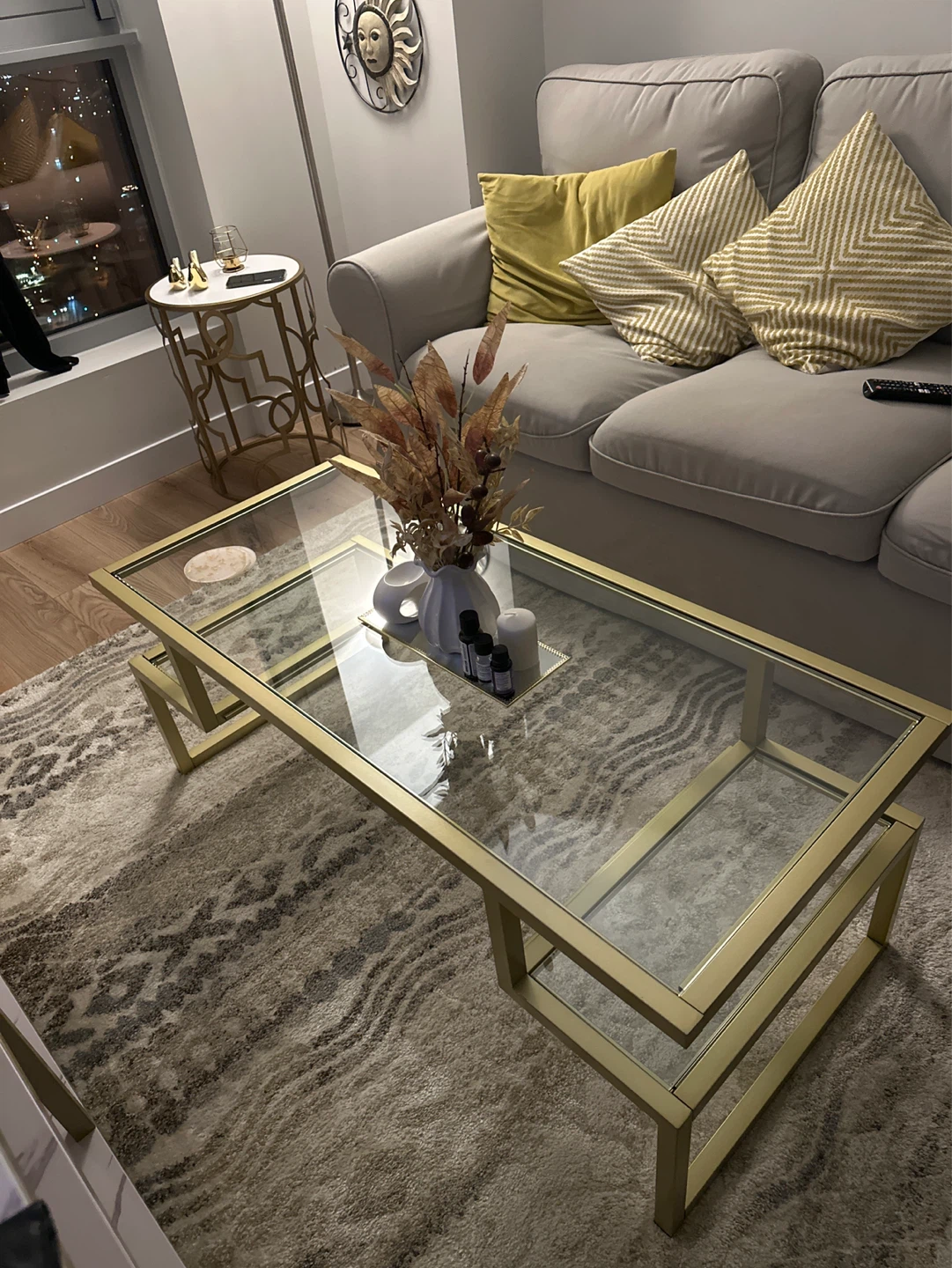 Glass and Gold Coffee Table