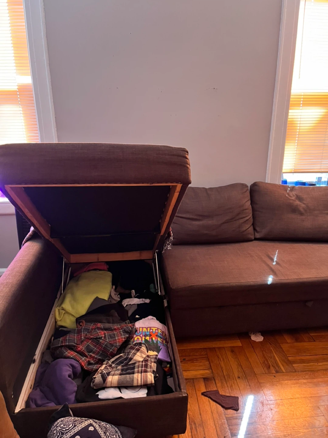 Brown Sectional Sofa with Storage