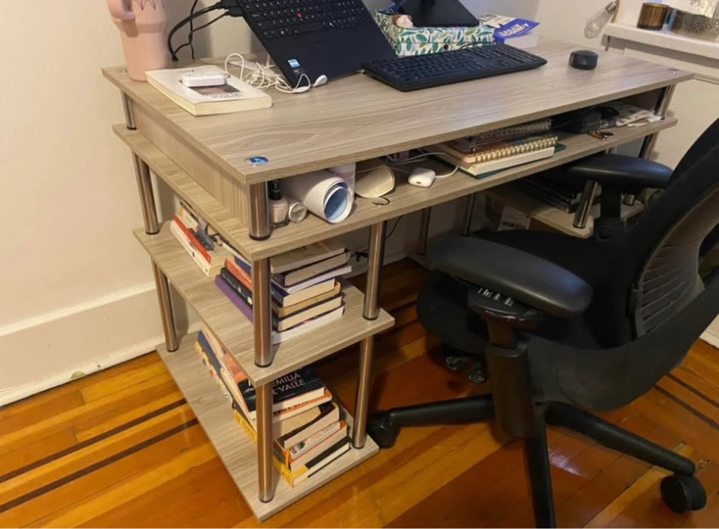 Wooden Computer Desk with Shelves - photo 3