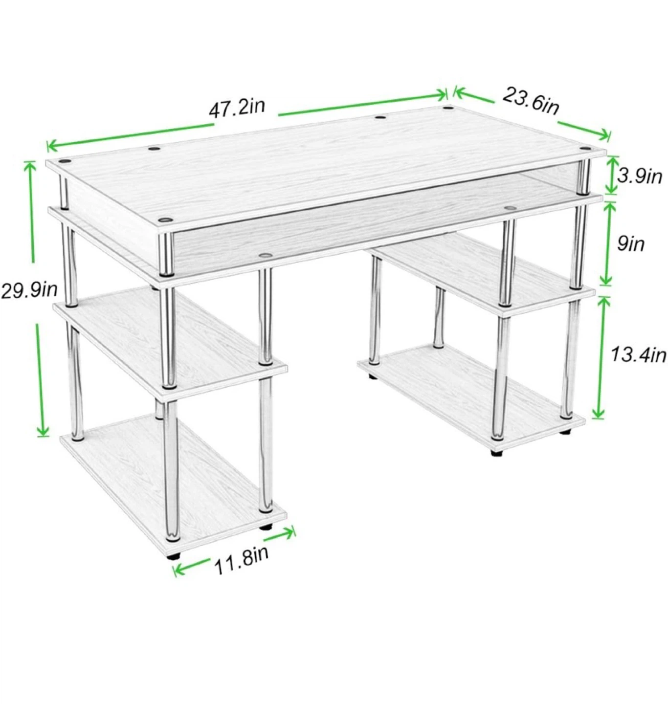 Wooden Computer Desk with Shelves - photo 4