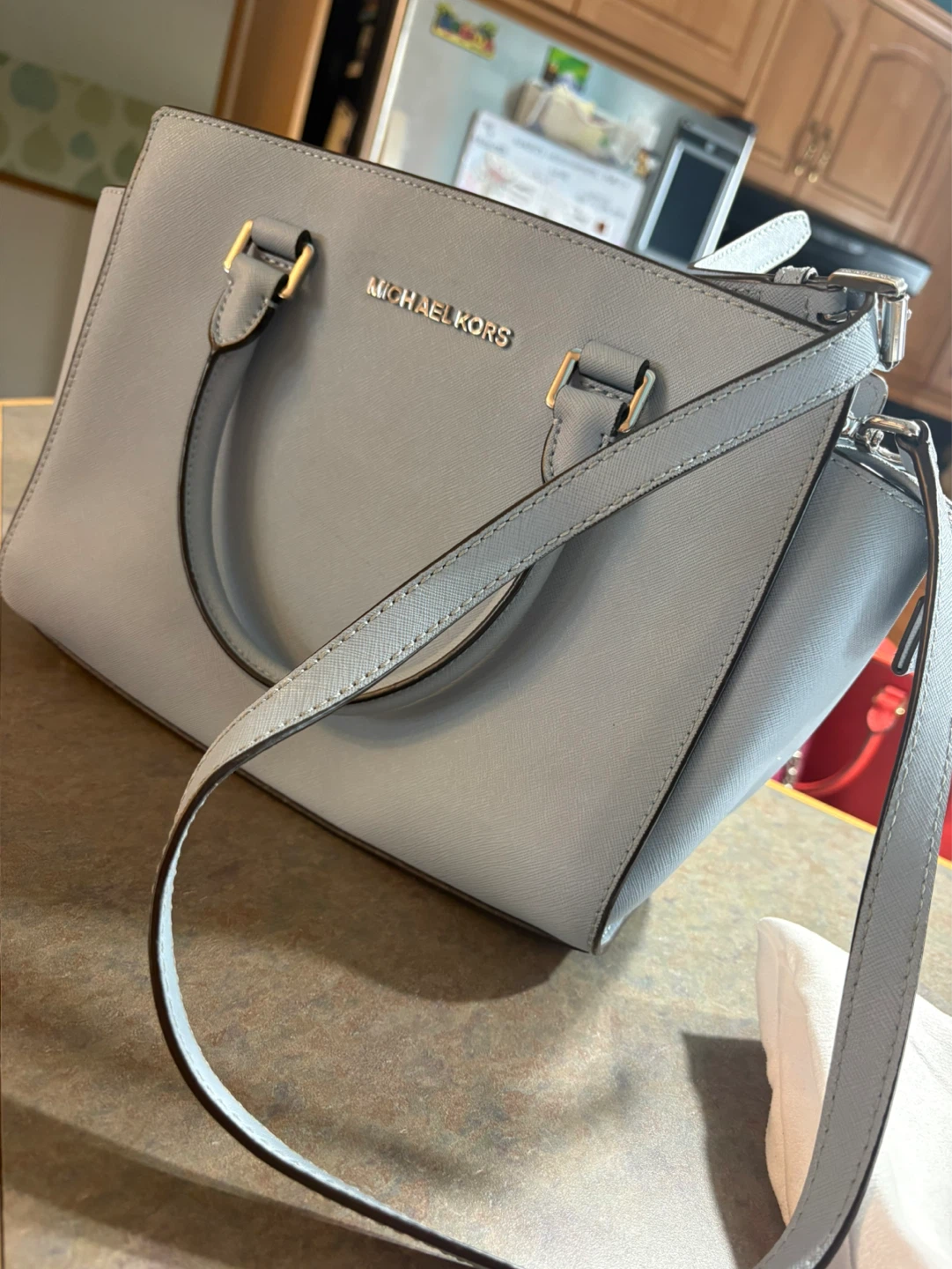 MK Selma saffiano leather medium jet set travel tote/satchel