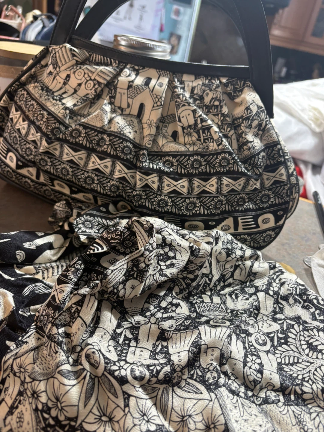 PINEDA COVALIN Black & White Print Shoulder Bag