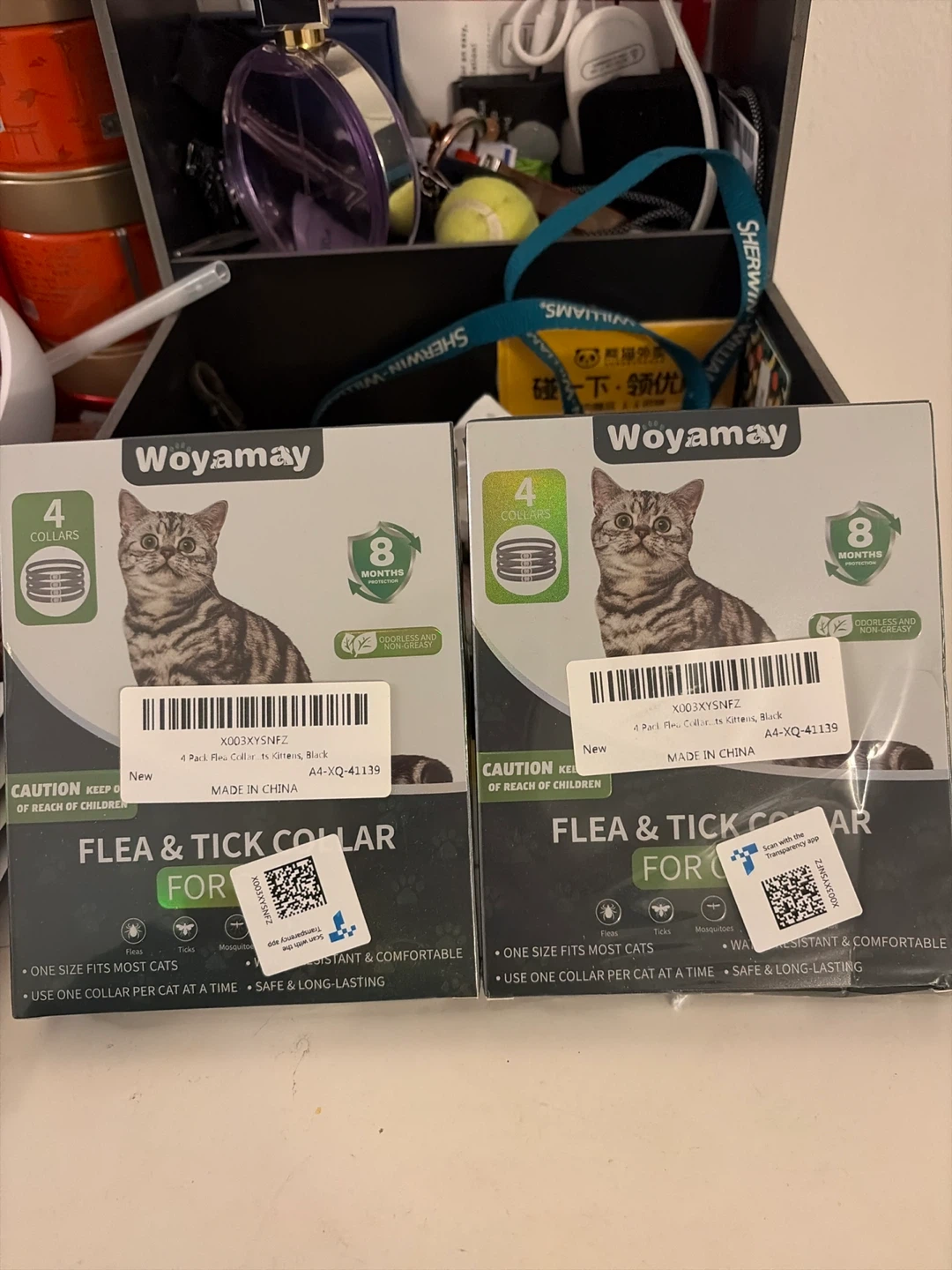 Woyamay Flea & Tick Collar for Cats - Black (4 Pack)