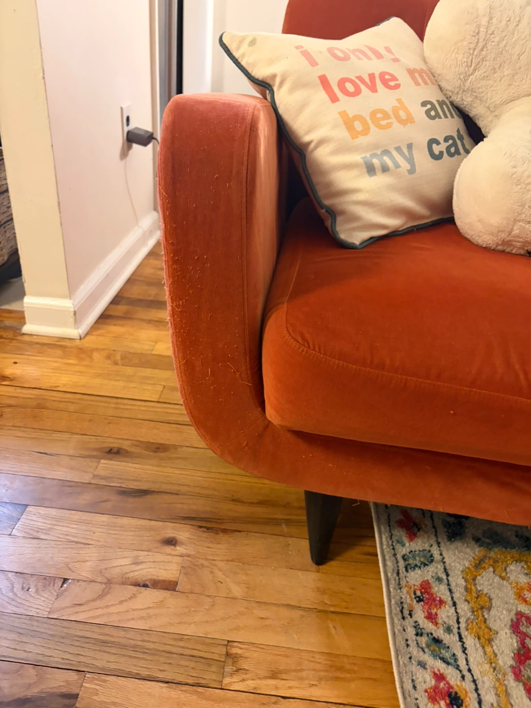 Orange Velvet Sofa - photo 2