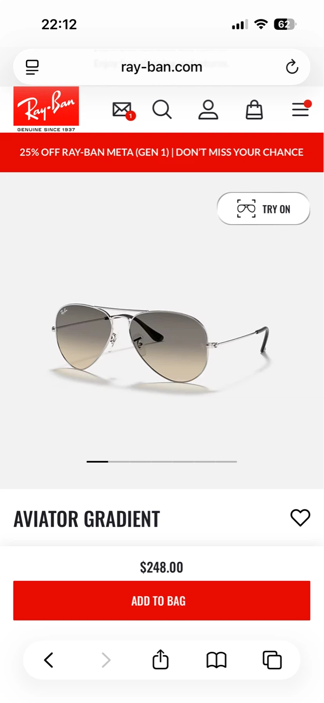 Ray-Ban Aviator Gradient Sunglasses