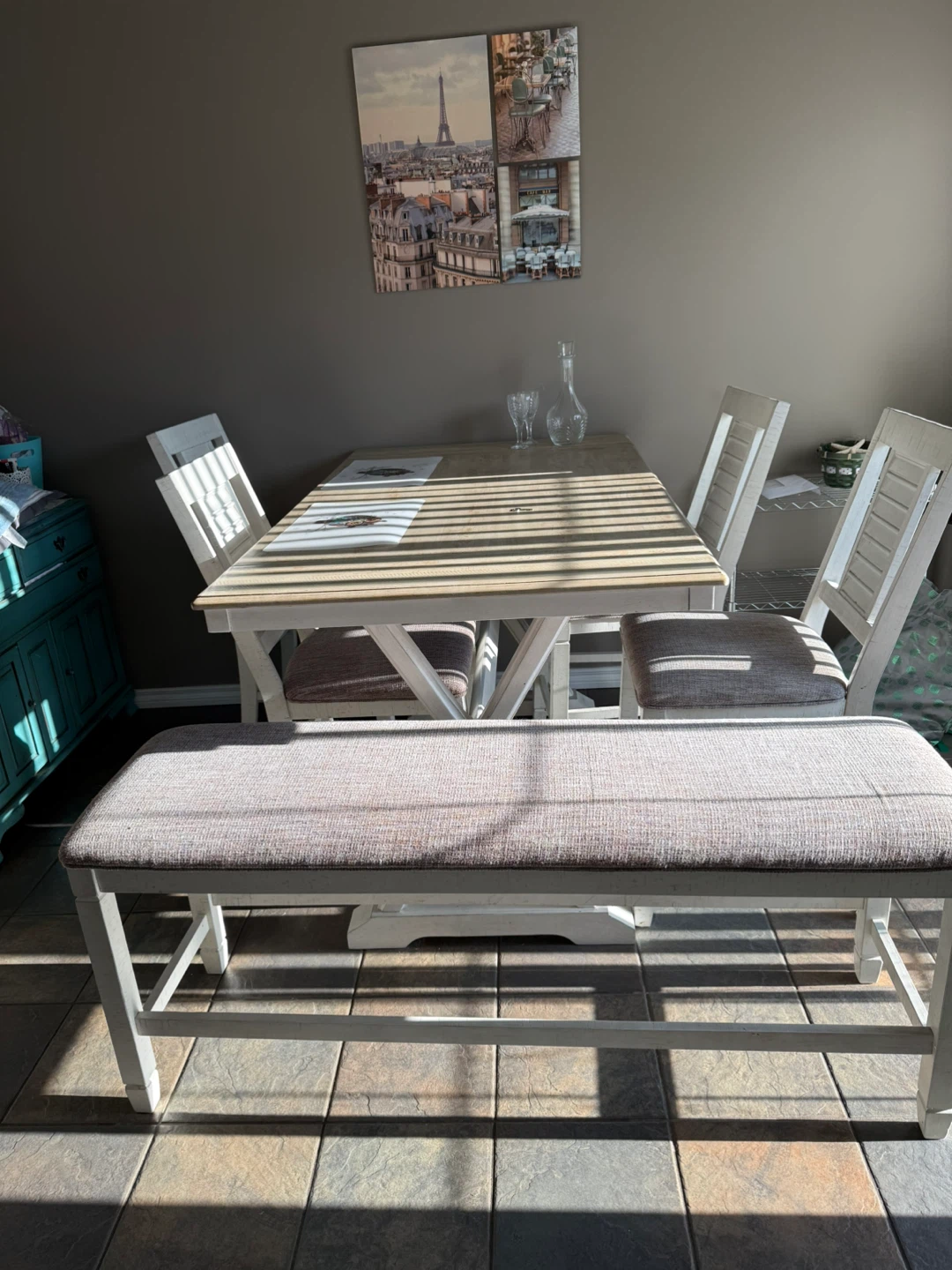 Dining Table with 4 Chairs and Bench - photo 4