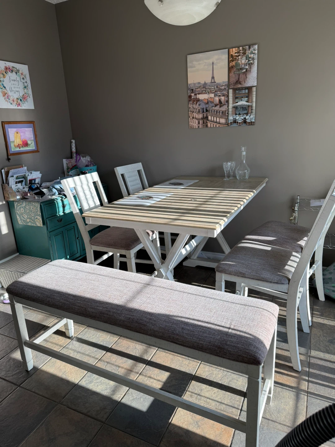 Dining Table with 4 Chairs and Bench - photo 2