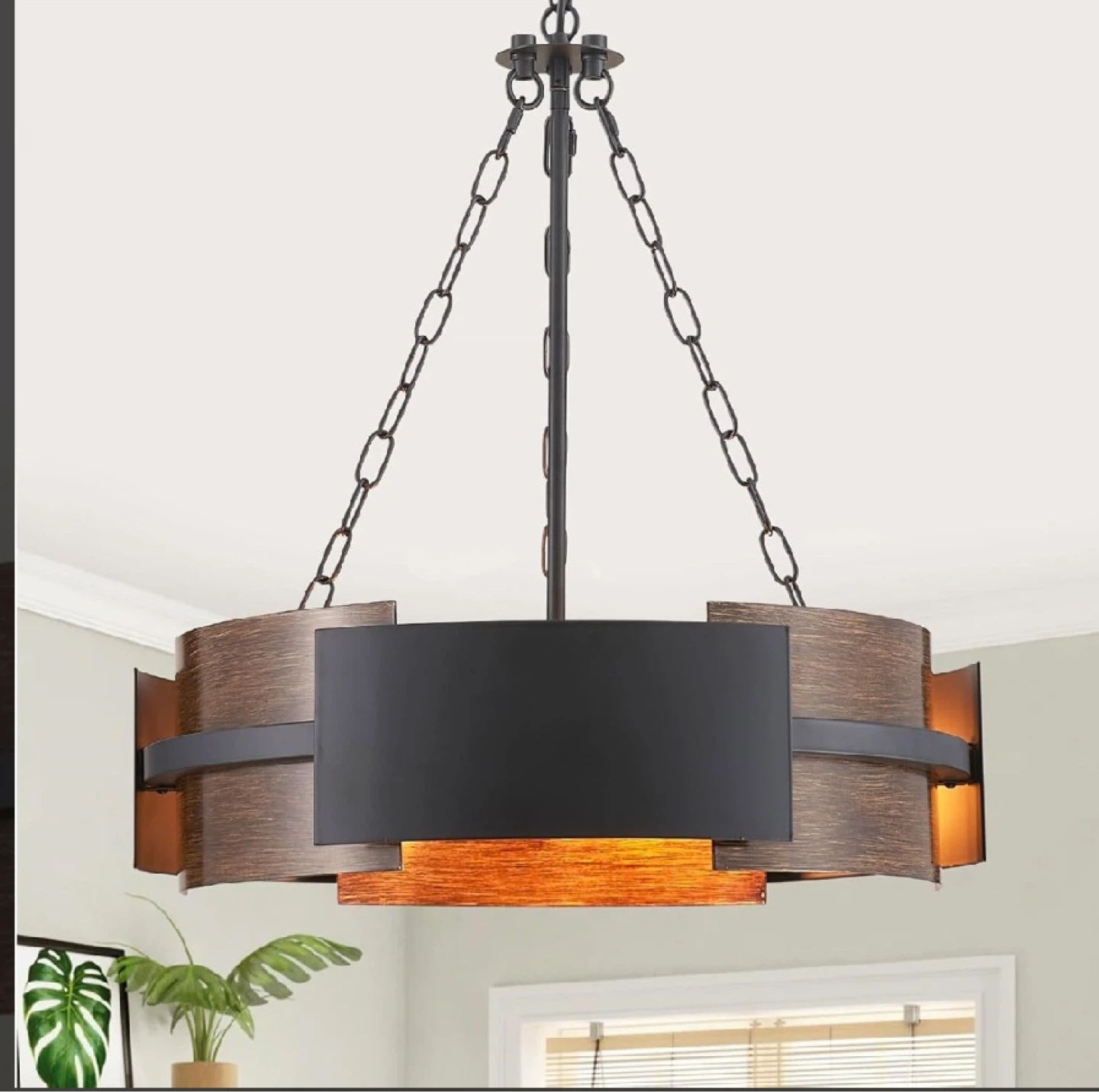 4-Light Rustic Drum Chandelier