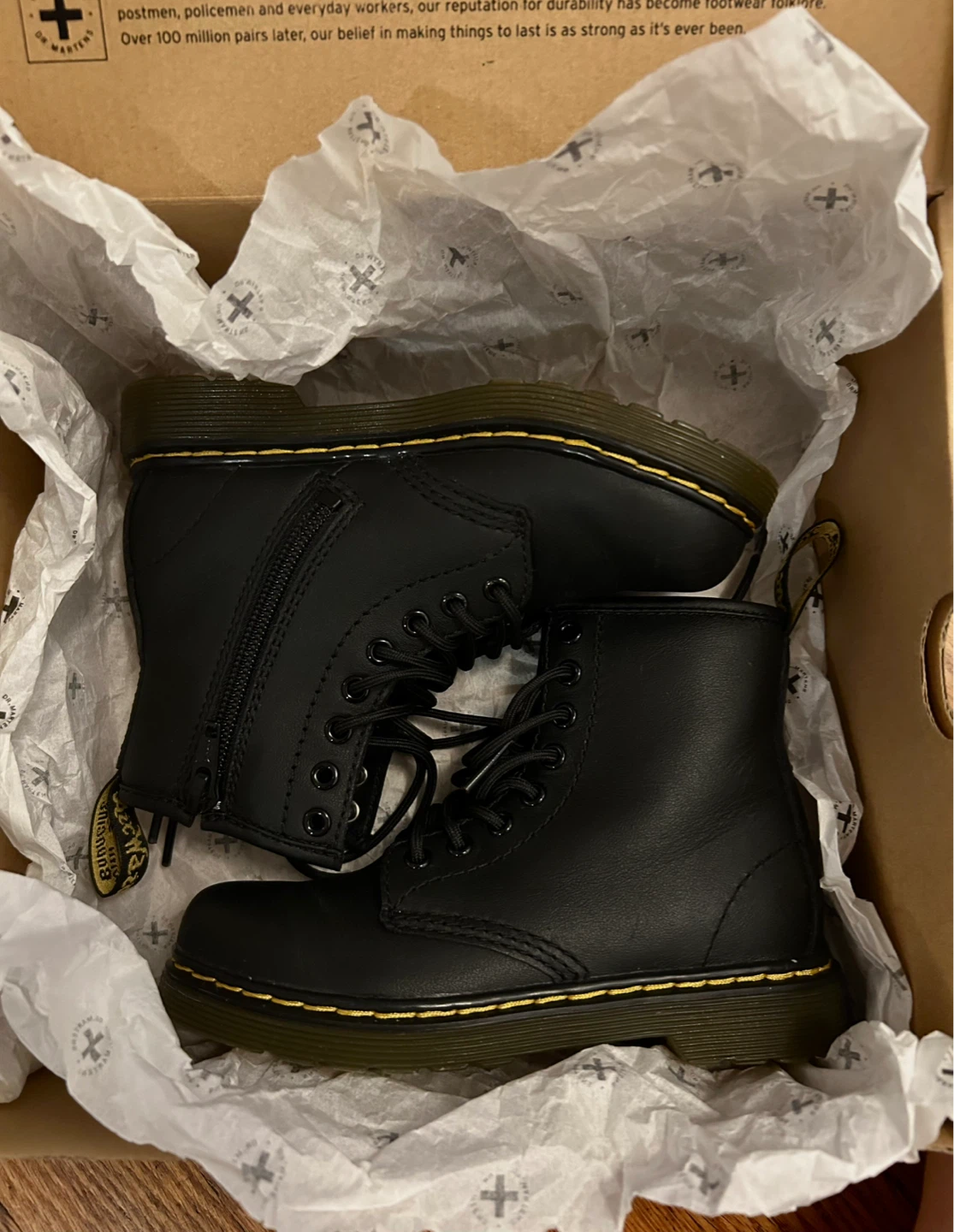 Dr. AirWair Martens Black Leather Boots with Side Zip