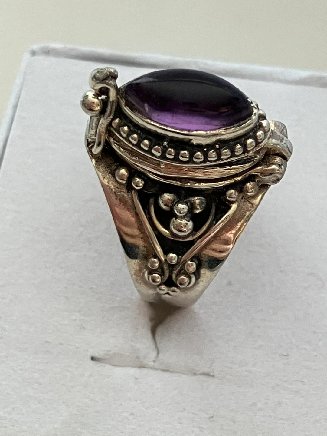 Poison ring, Amethyst, Sterling silver, Size 6 - photo 2