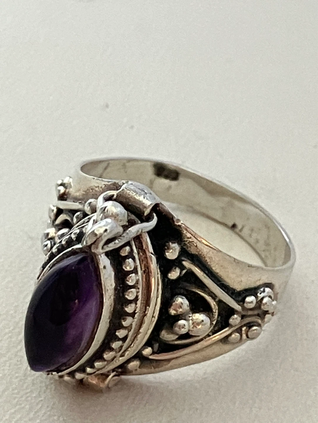 Poison ring, Amethyst, Sterling silver, Size 6 - photo 4