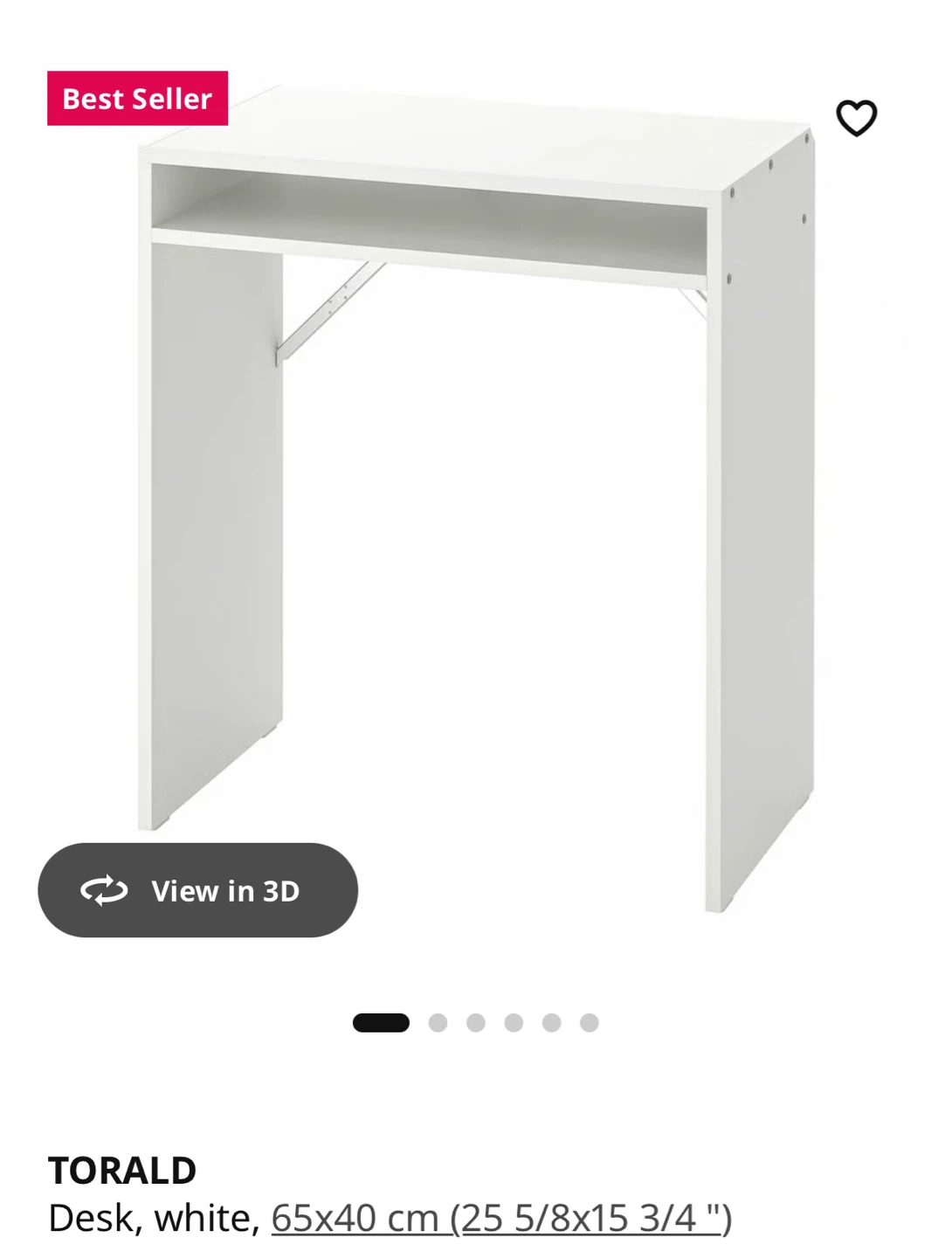IKEA TORALD White Desk 65x40 cm