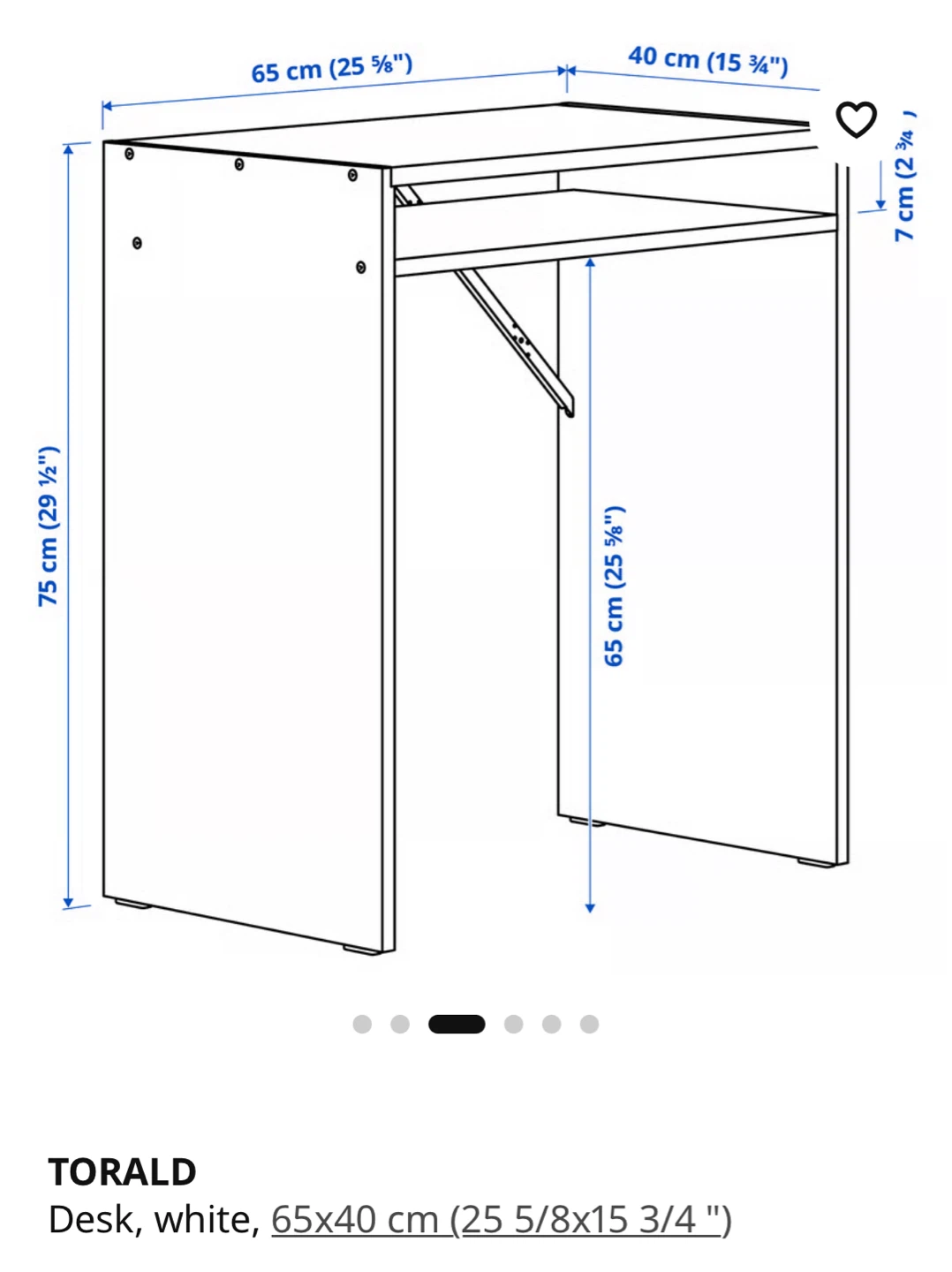 IKEA TORALD White Desk 65x40 cm - photo 2