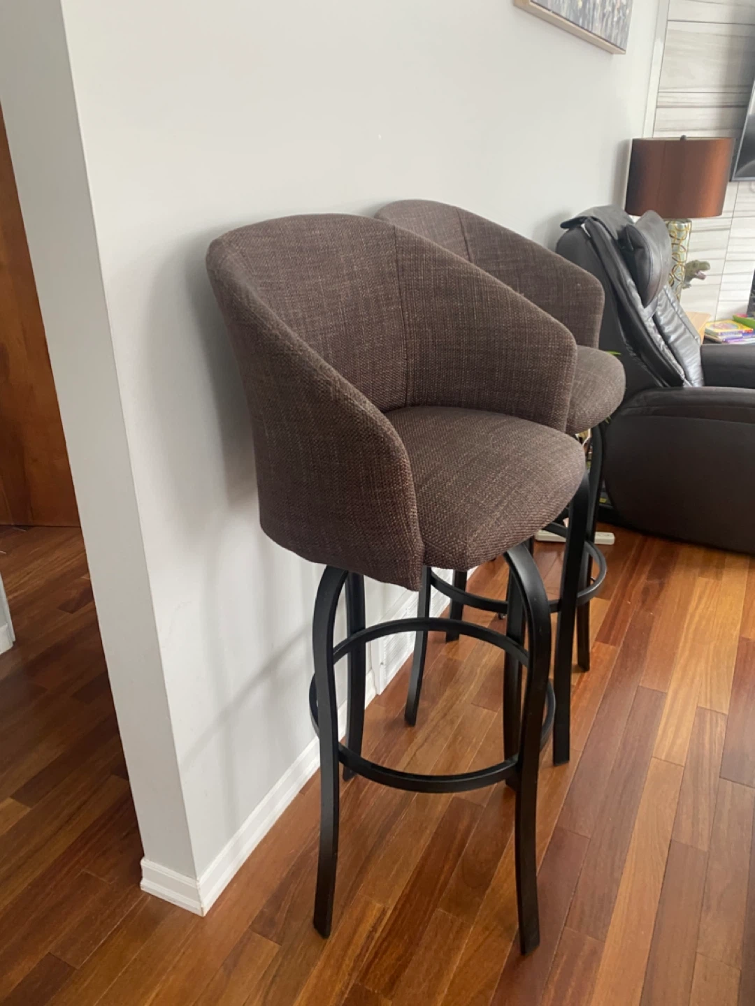 Set of 4 Brown Swivel Bar Stools