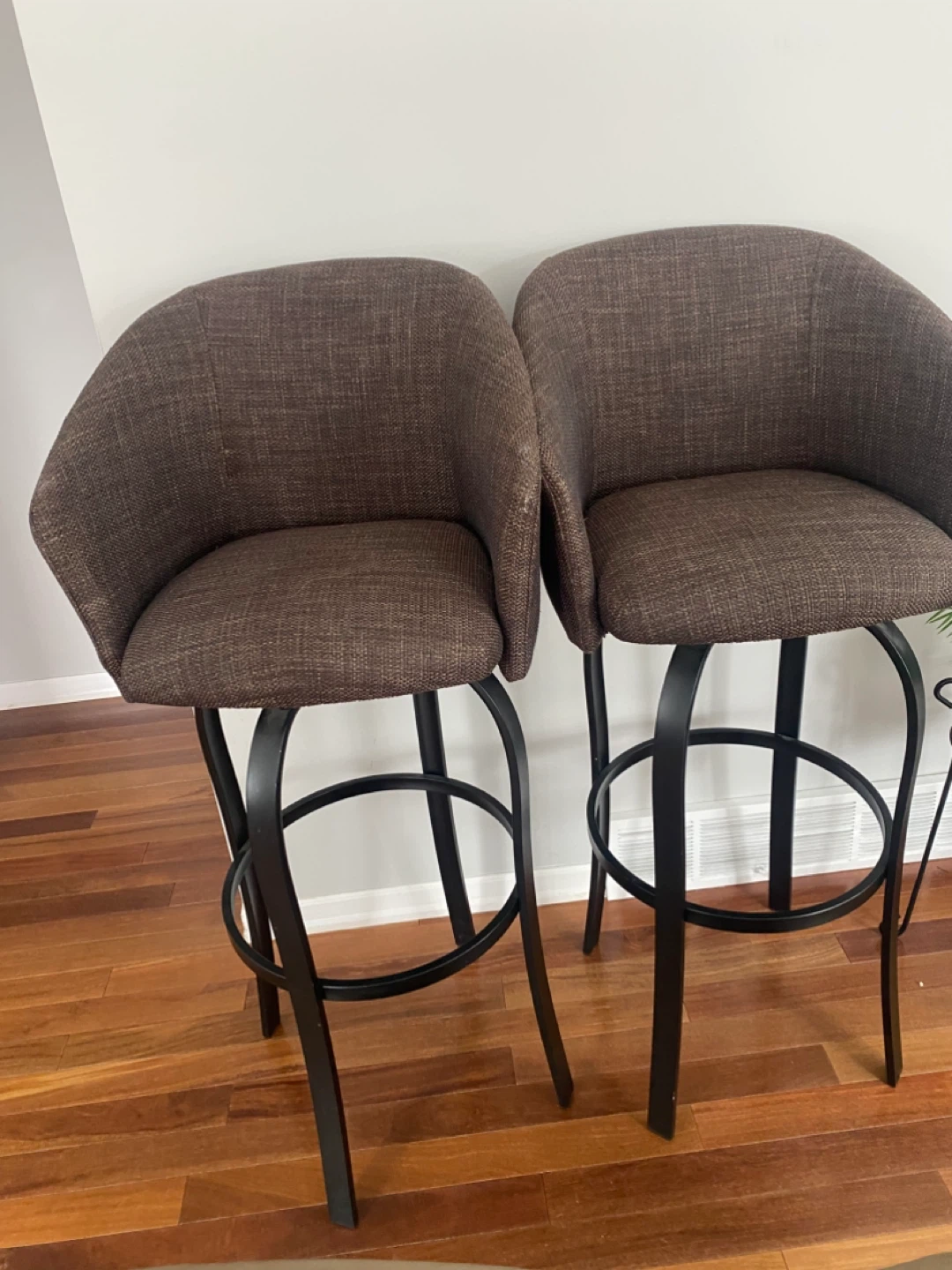 Set of 4 Brown Swivel Bar Stools - photo 2